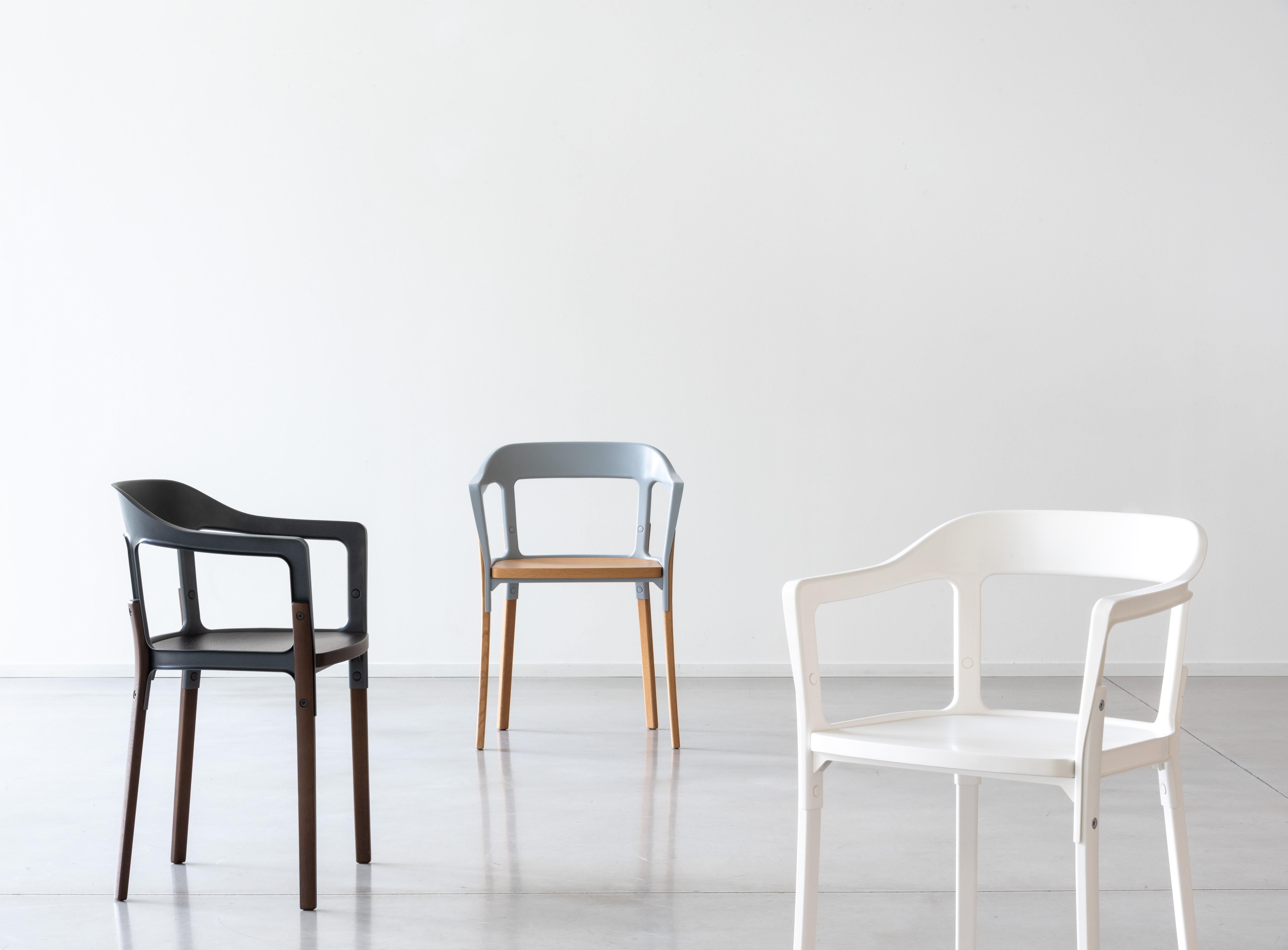 Chaise en bois d'acier naturel/blanc de Ronan & Erwan Boroullec pour MAGIS en vente 5