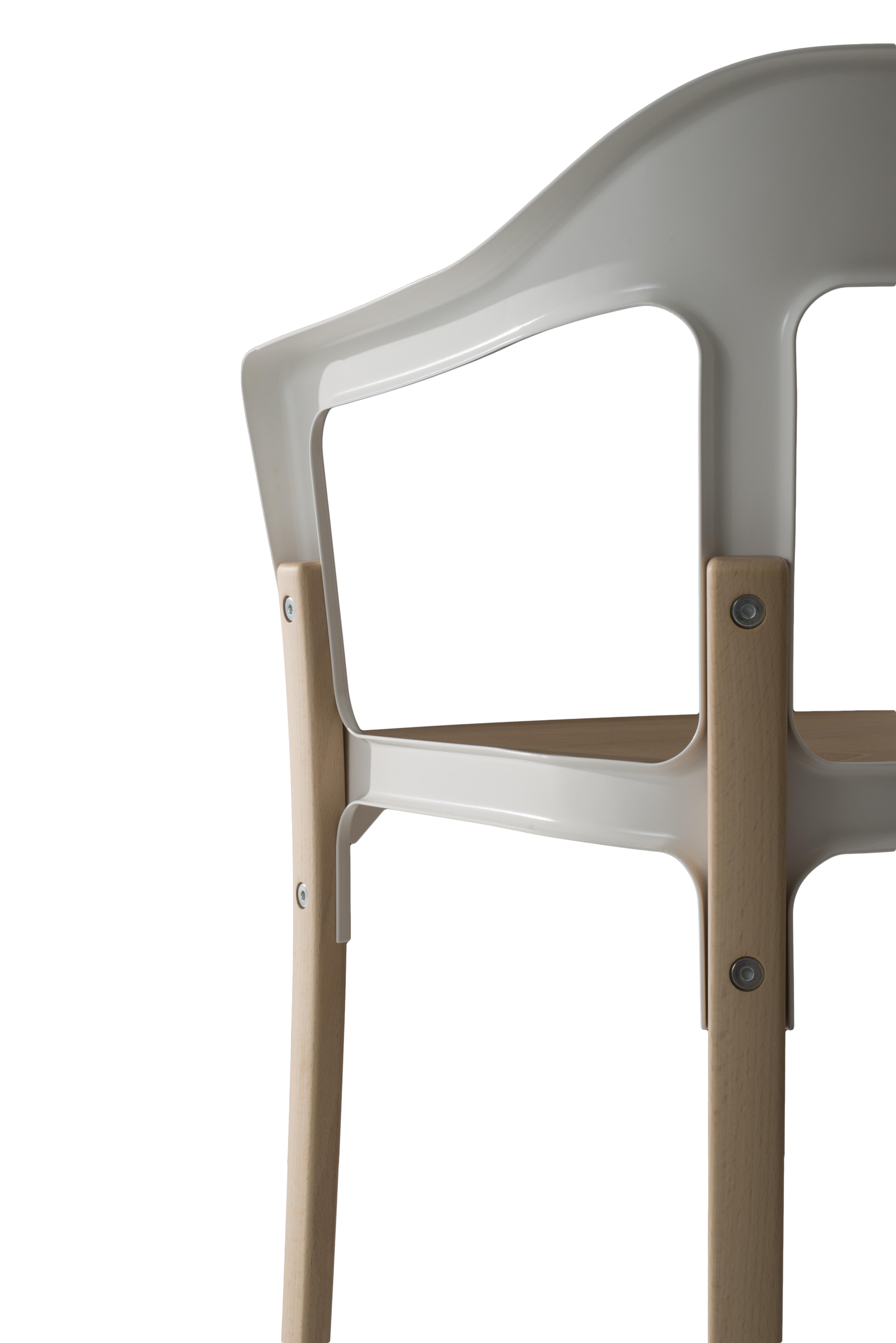 Stuhl aus Stahlholz in Natur/Weiß von Ronan & Erwan Boroullec für MAGIS im Zustand „Neu“ im Angebot in Brooklyn, NY