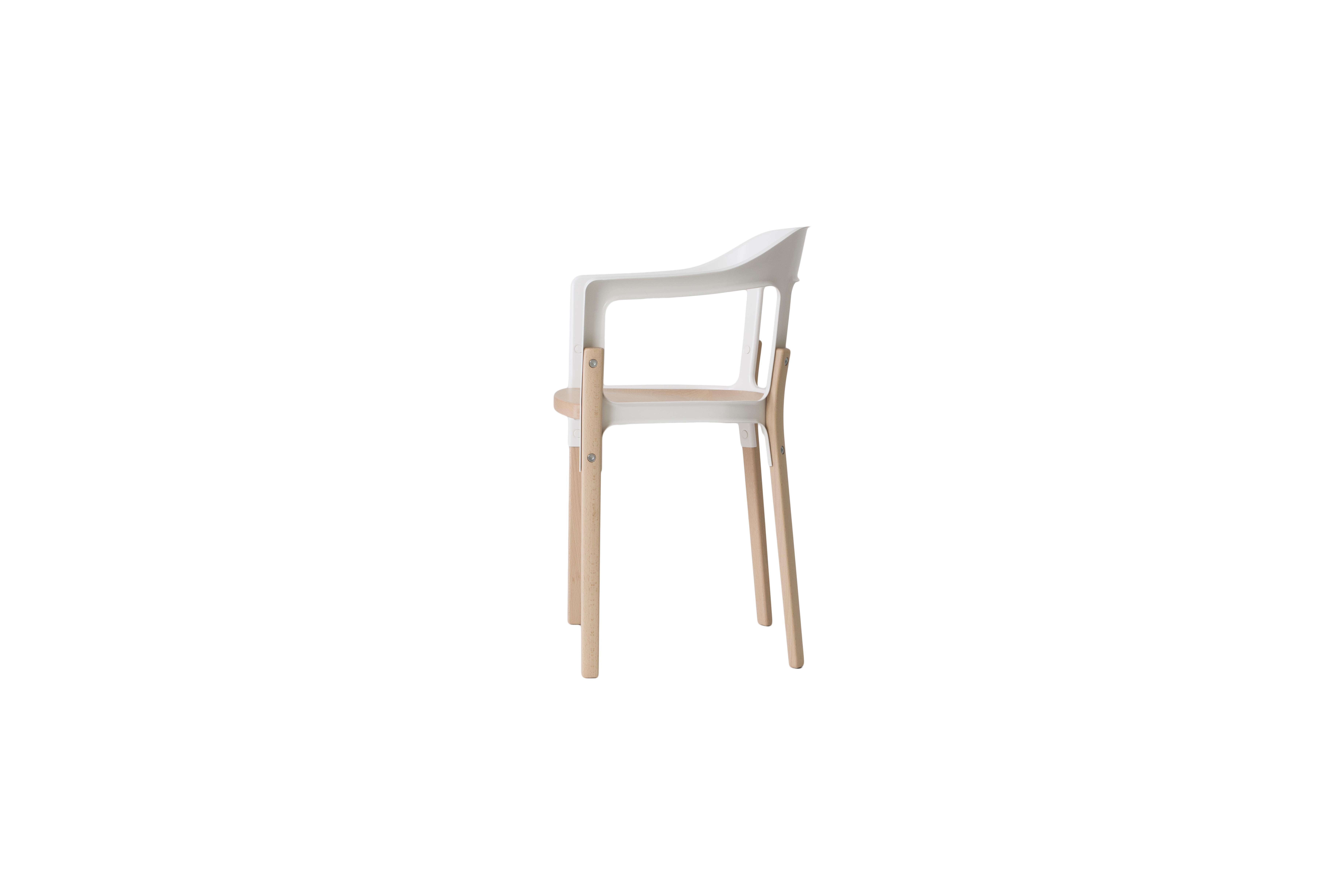 Steelwood Chair in Natural/White by Ronan & Erwan Boroullec for MAGIS In New Condition For Sale In Brooklyn, NY