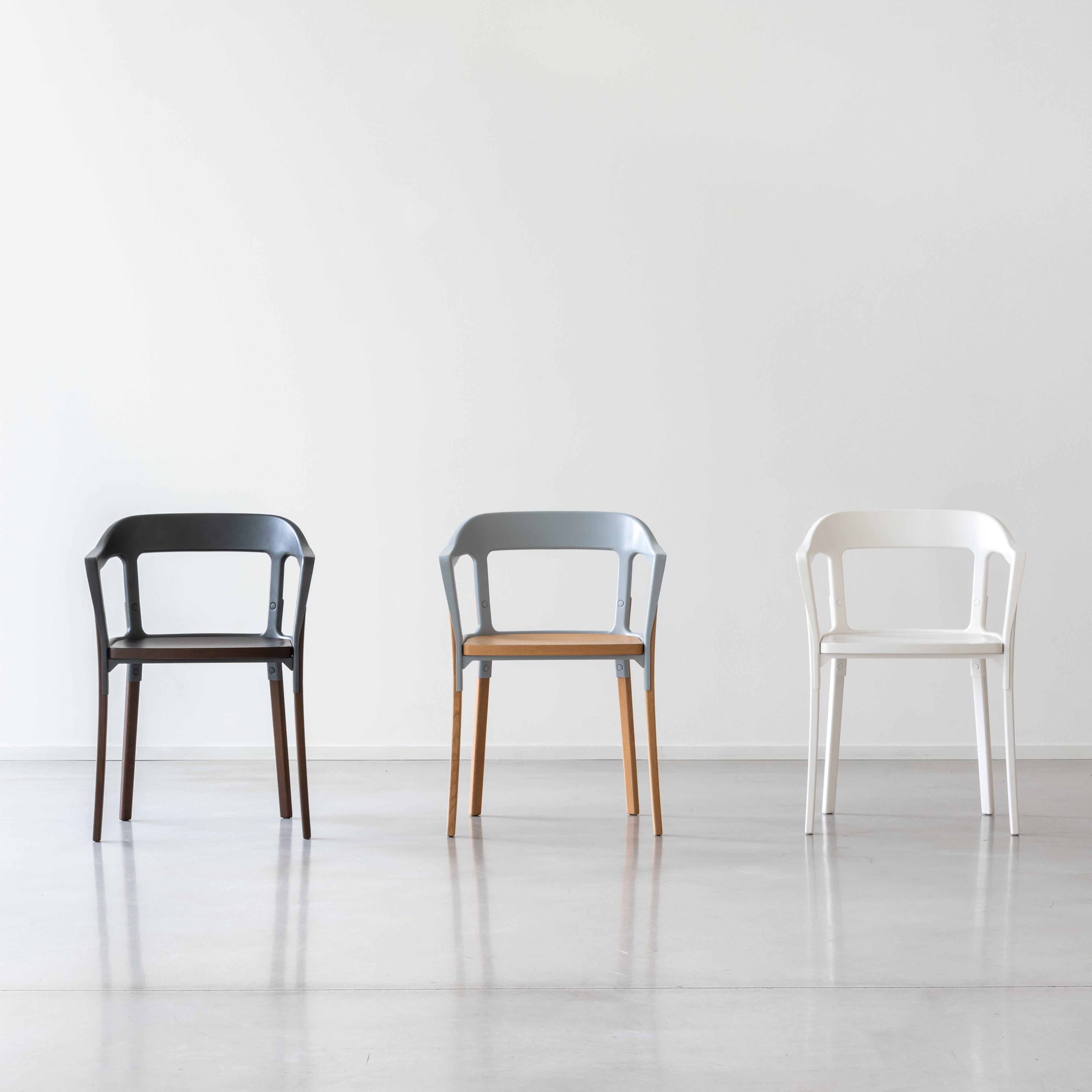 Contemporary Steelwood Chair in Natural/White by Ronan & Erwan Boroullec for MAGIS For Sale