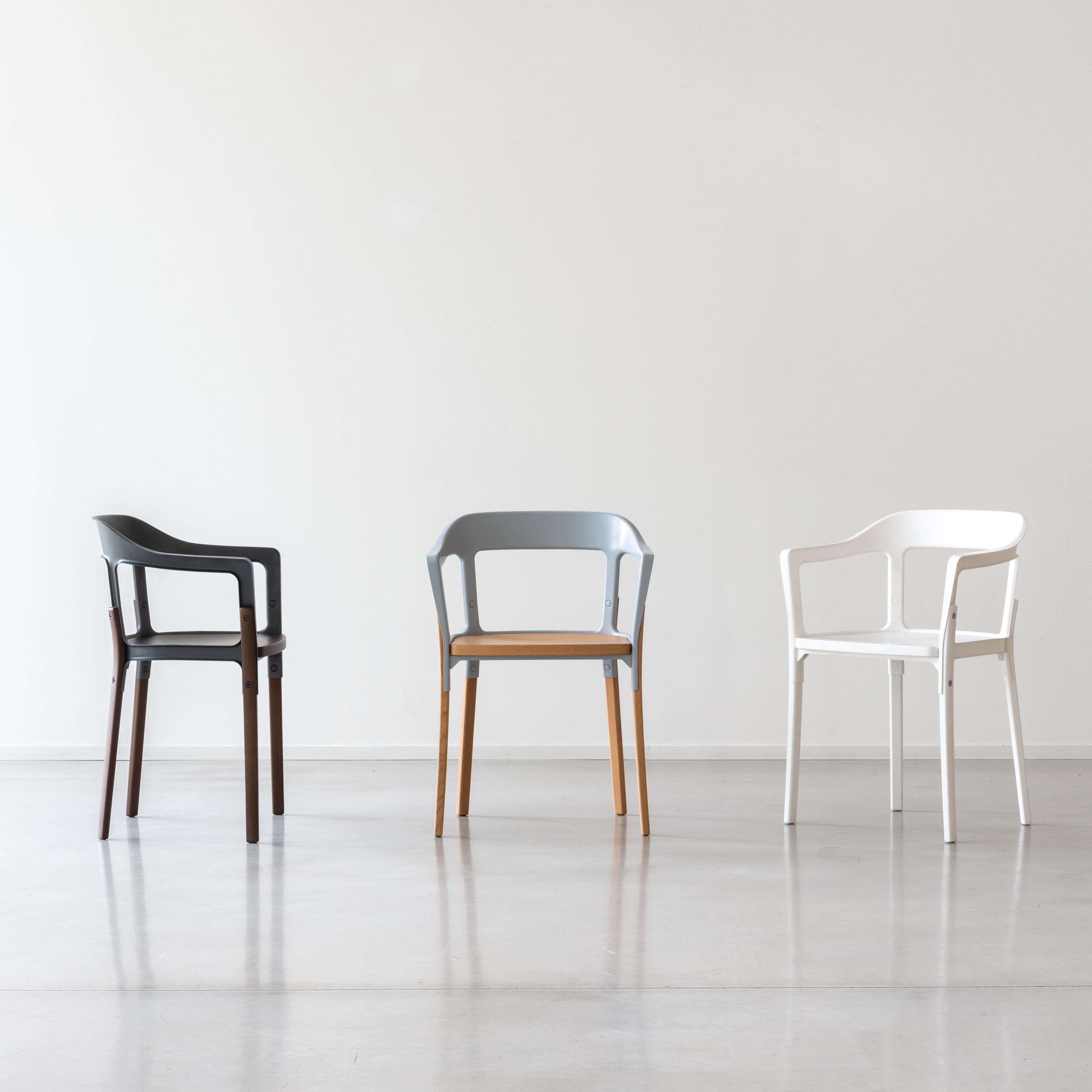 Wood Steelwood Chair in Natural/White by Ronan & Erwan Boroullec for MAGIS For Sale