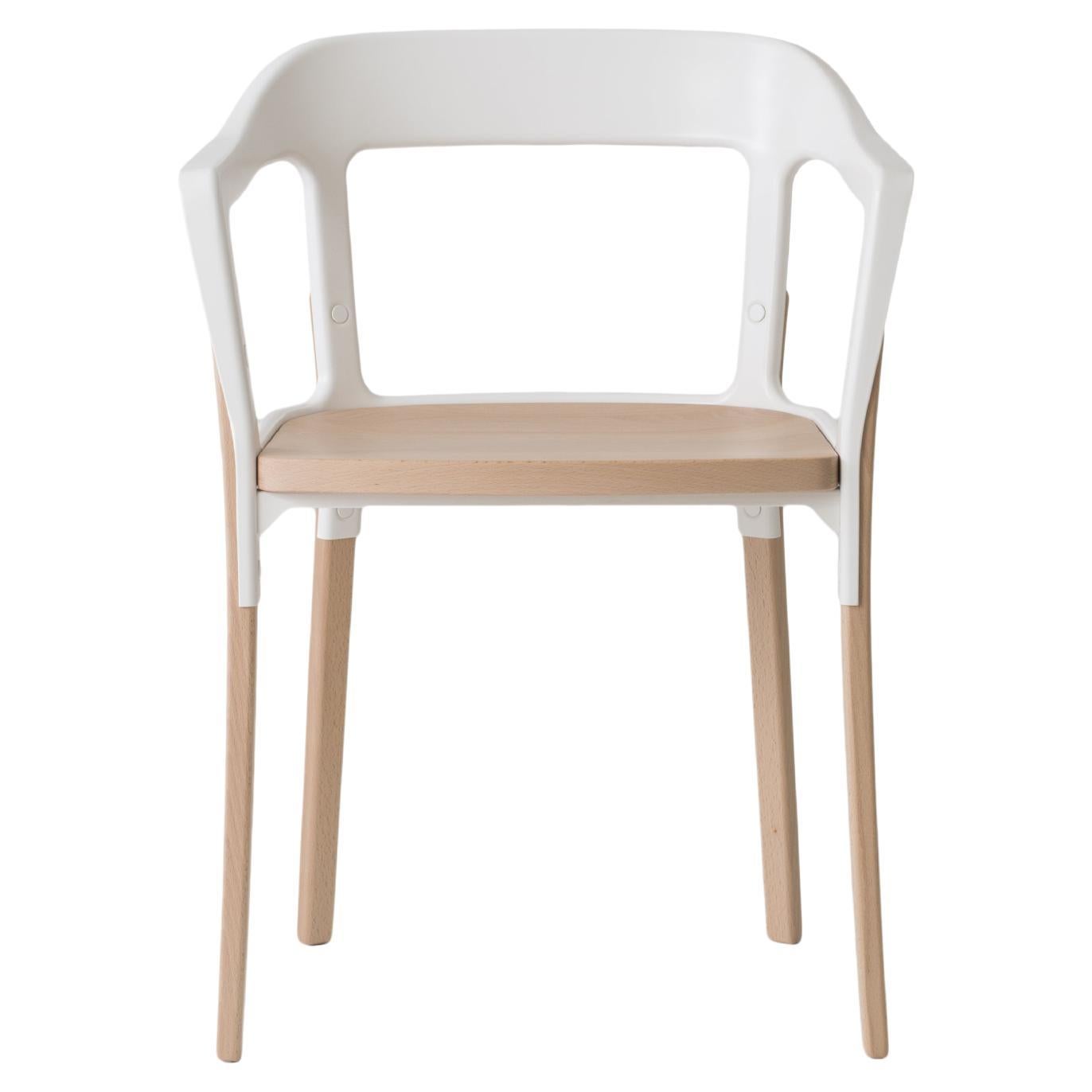 Stuhl aus Stahlholz in Natur/Weiß von Ronan & Erwan Boroullec für MAGIS im Angebot