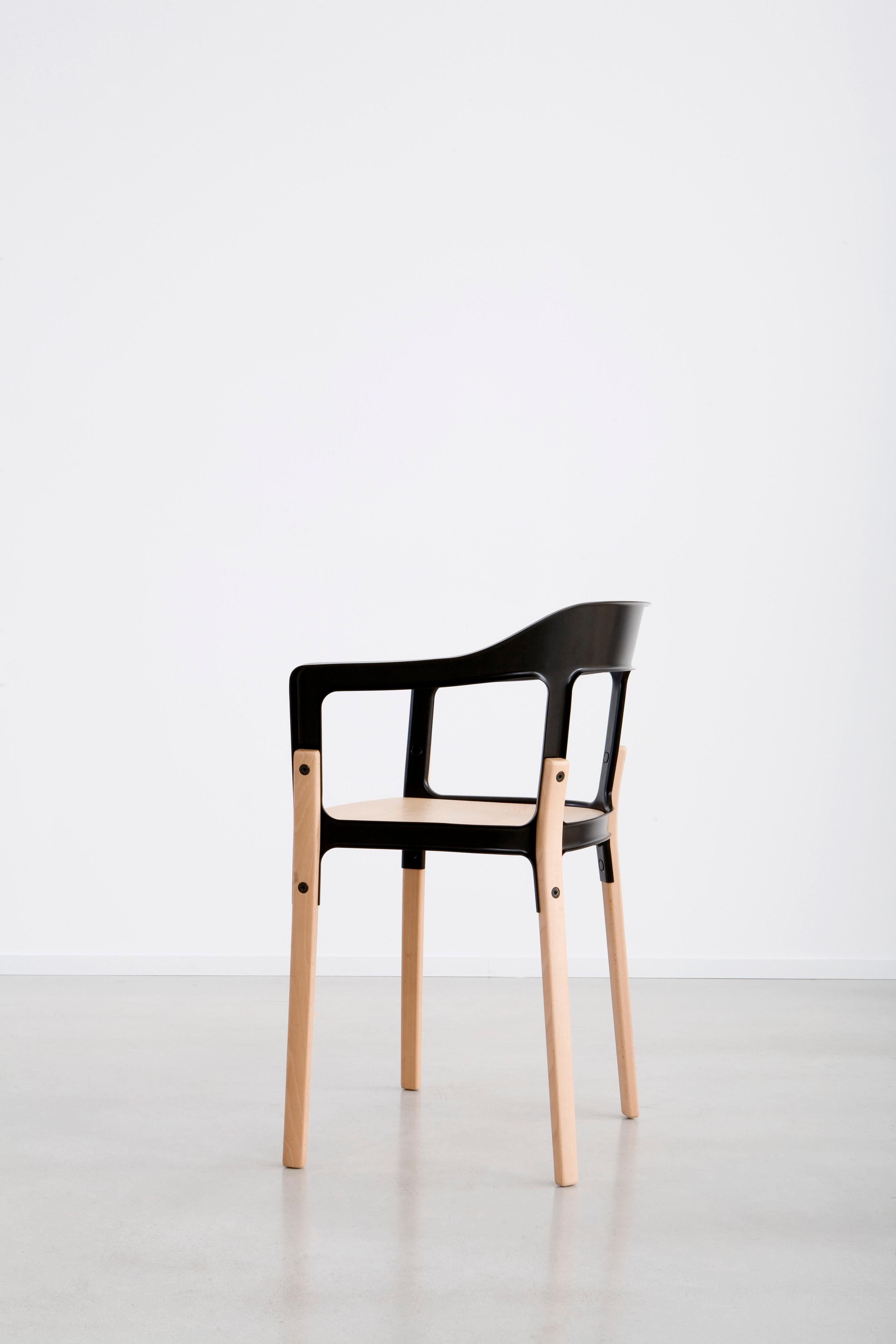 Chaise en bois d'acier en noyer/noir par Ronan & Erwan Boroullec pour Magis en vente 6