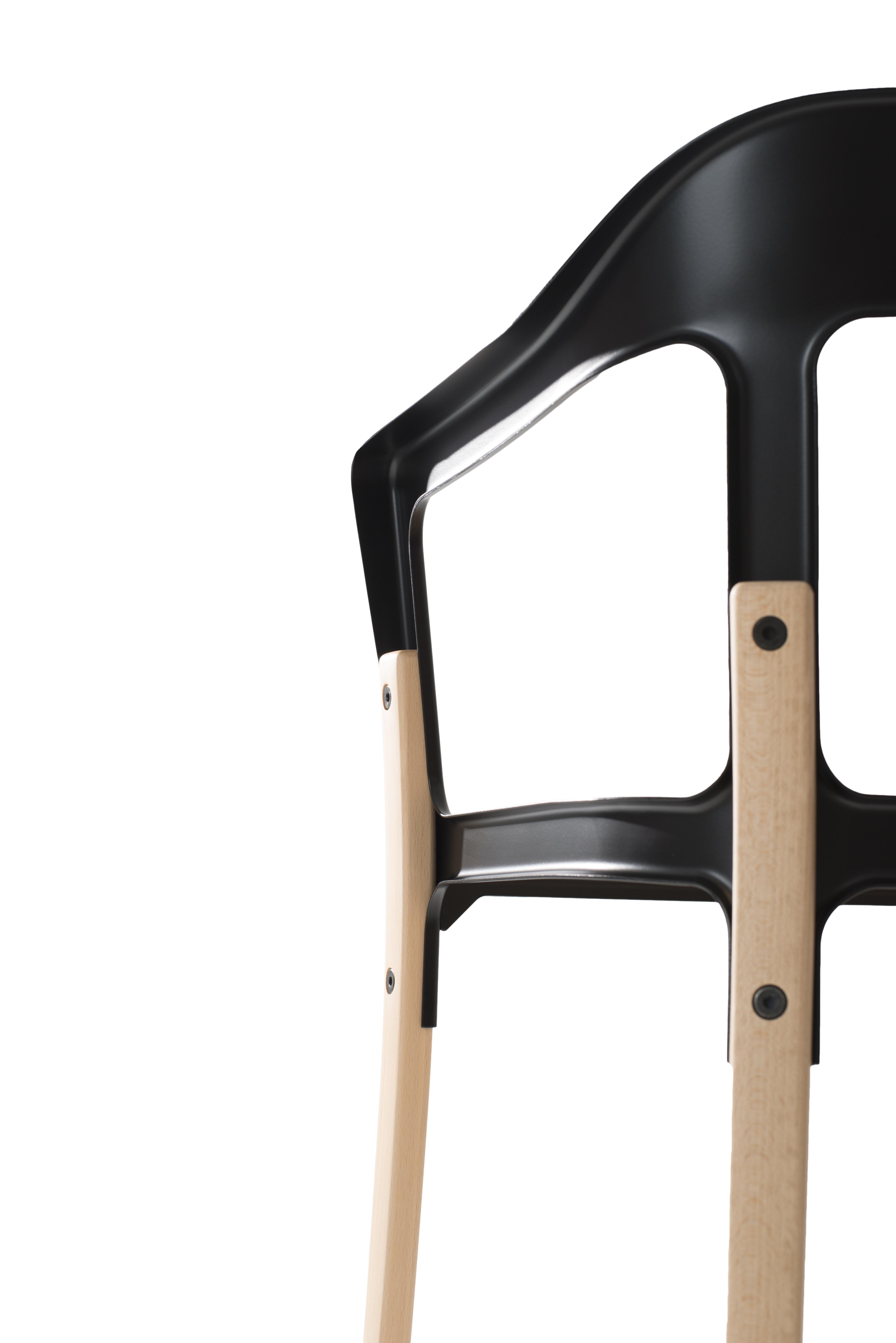 Steelwood Chair in Walnut/Black by Ronan & Erwan Boroullec for MAGIS In New Condition For Sale In Brooklyn, NY