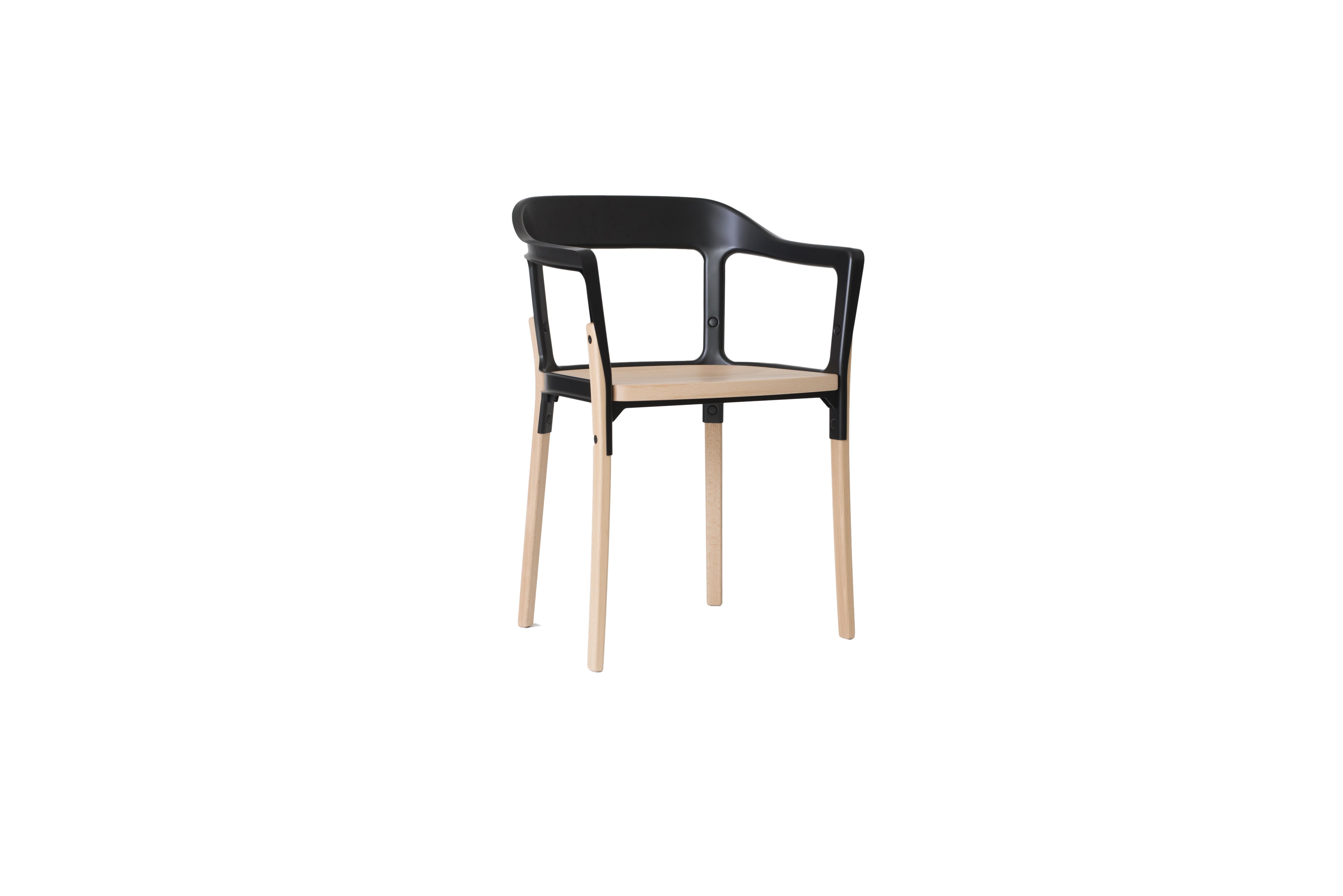 Contemporary Steelwood Chair in Walnut/Black by Ronan & Erwan Boroullec for MAGIS For Sale