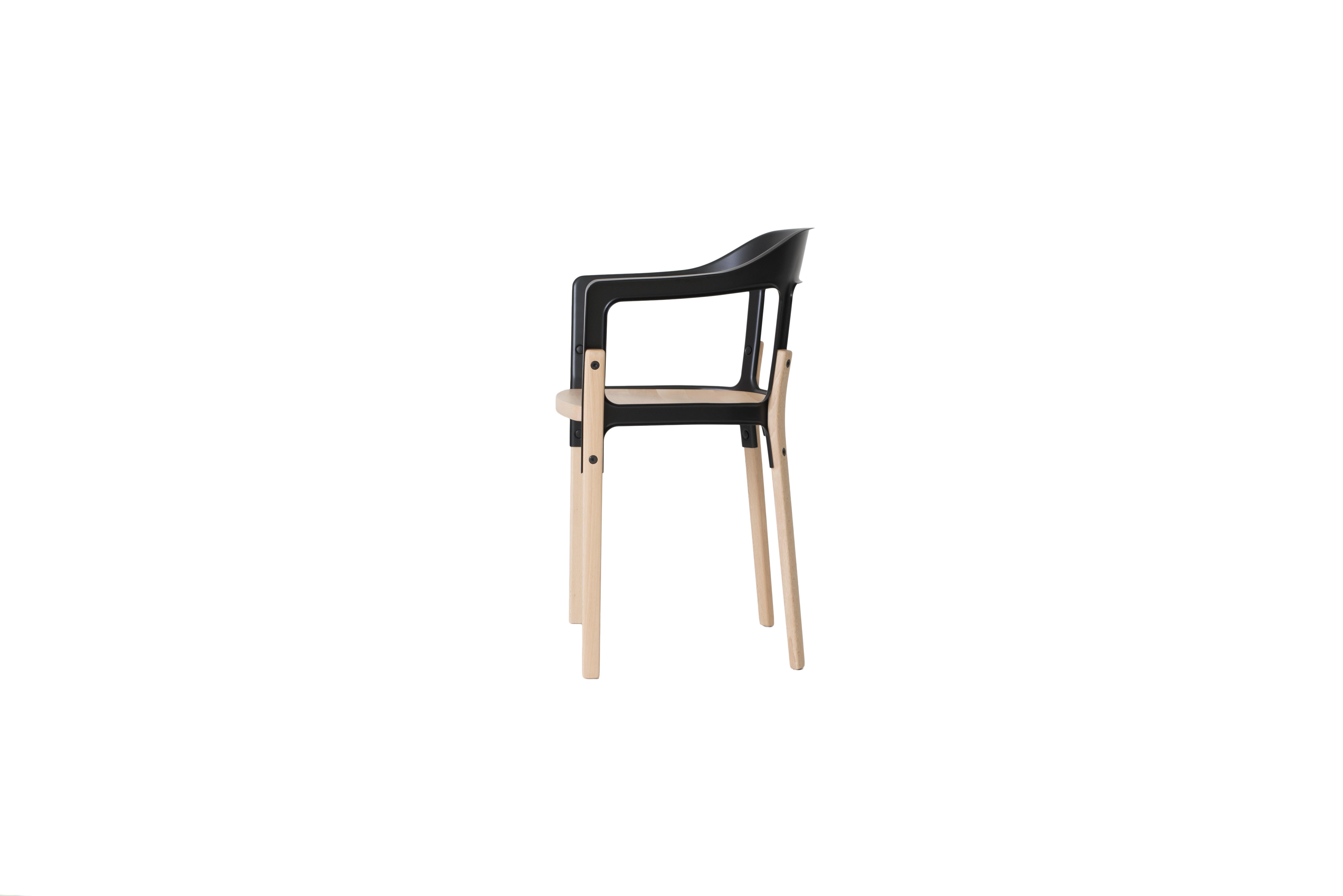 Wood Steelwood Chair in Walnut/Black by Ronan & Erwan Boroullec for MAGIS For Sale