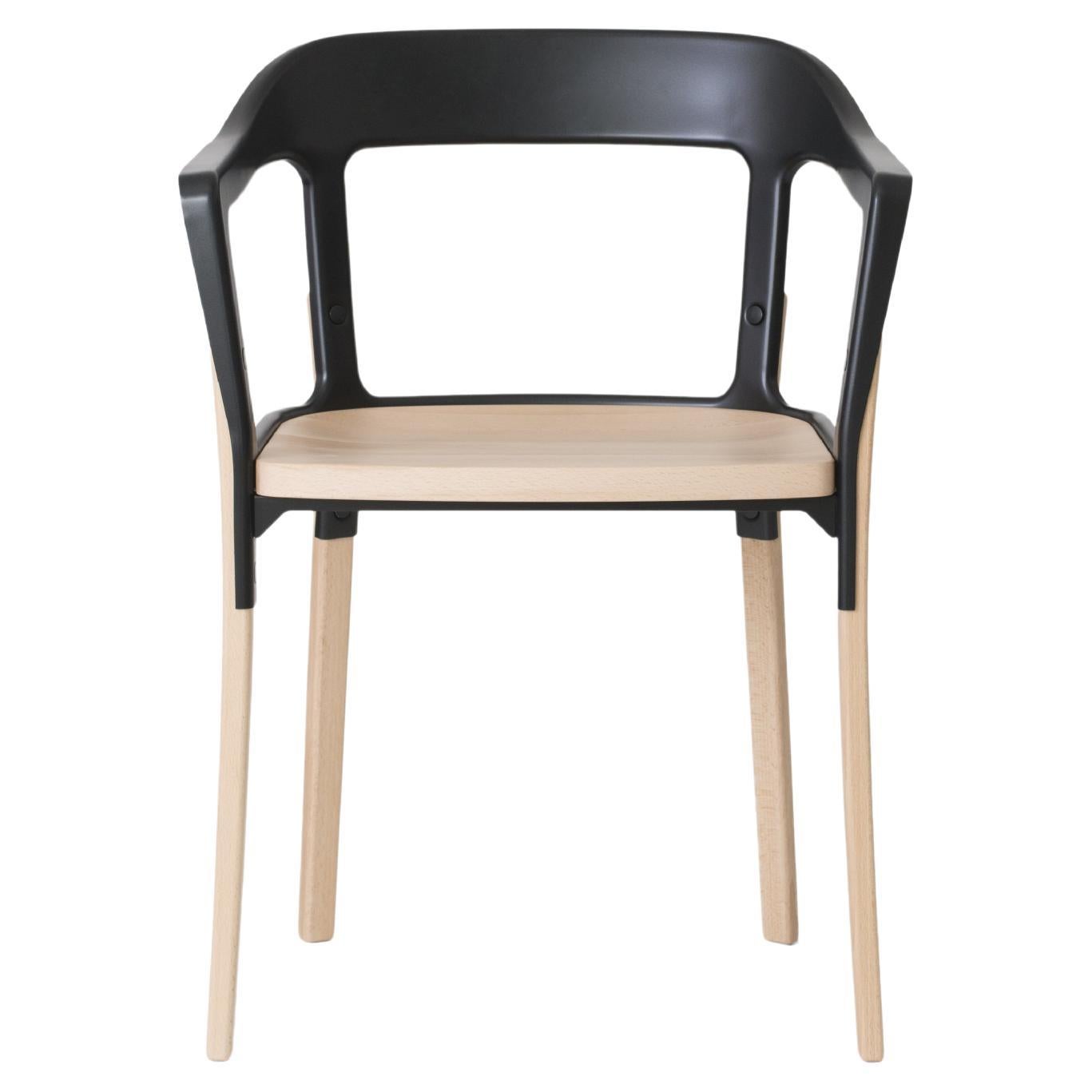Chaise en bois d'acier en noyer/noir par Ronan & Erwan Boroullec pour Magis en vente