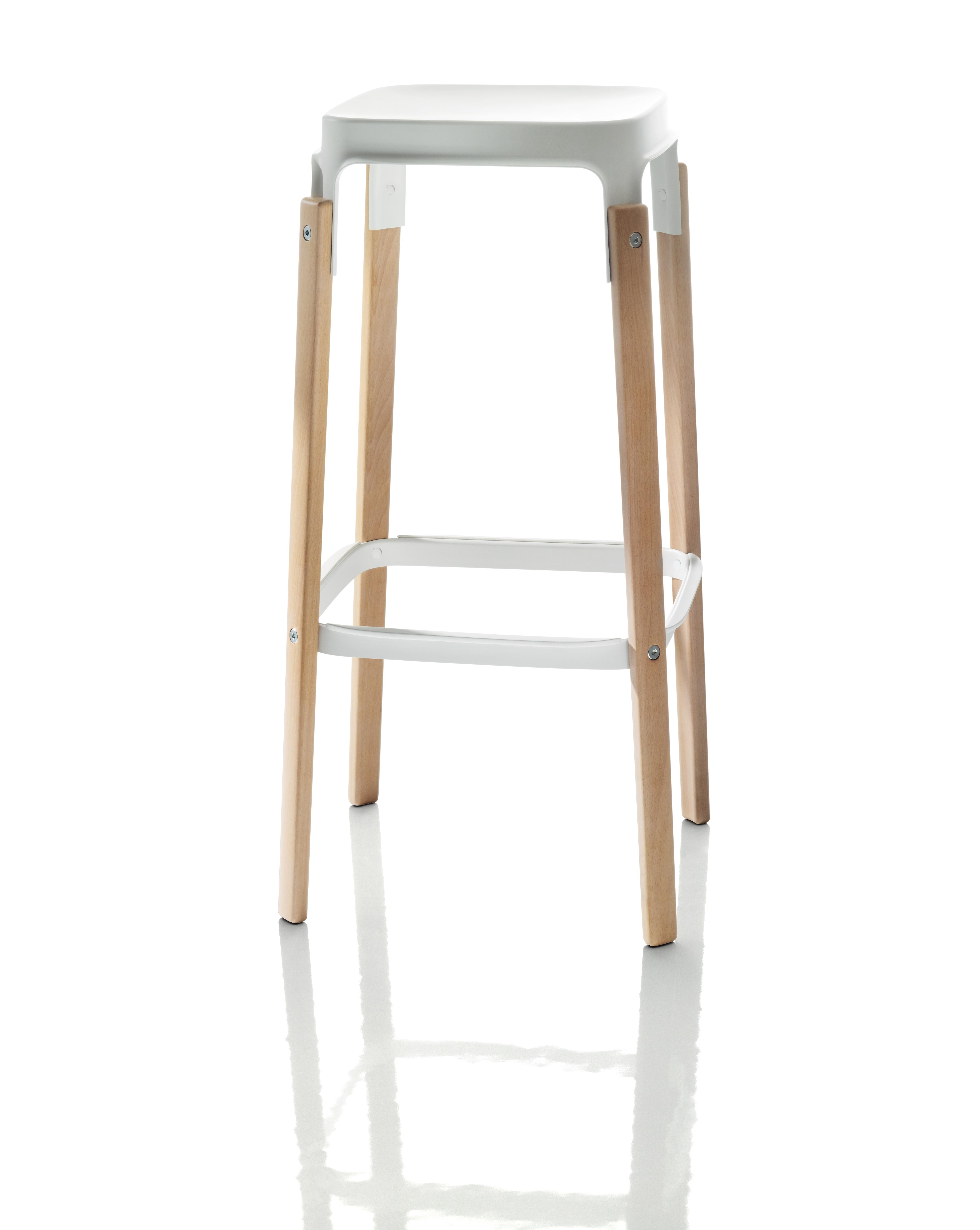 Steelwood Stool in Natural/White by Ronan & Erwan Boroullec for MAGIS In New Condition For Sale In Brooklyn, NY