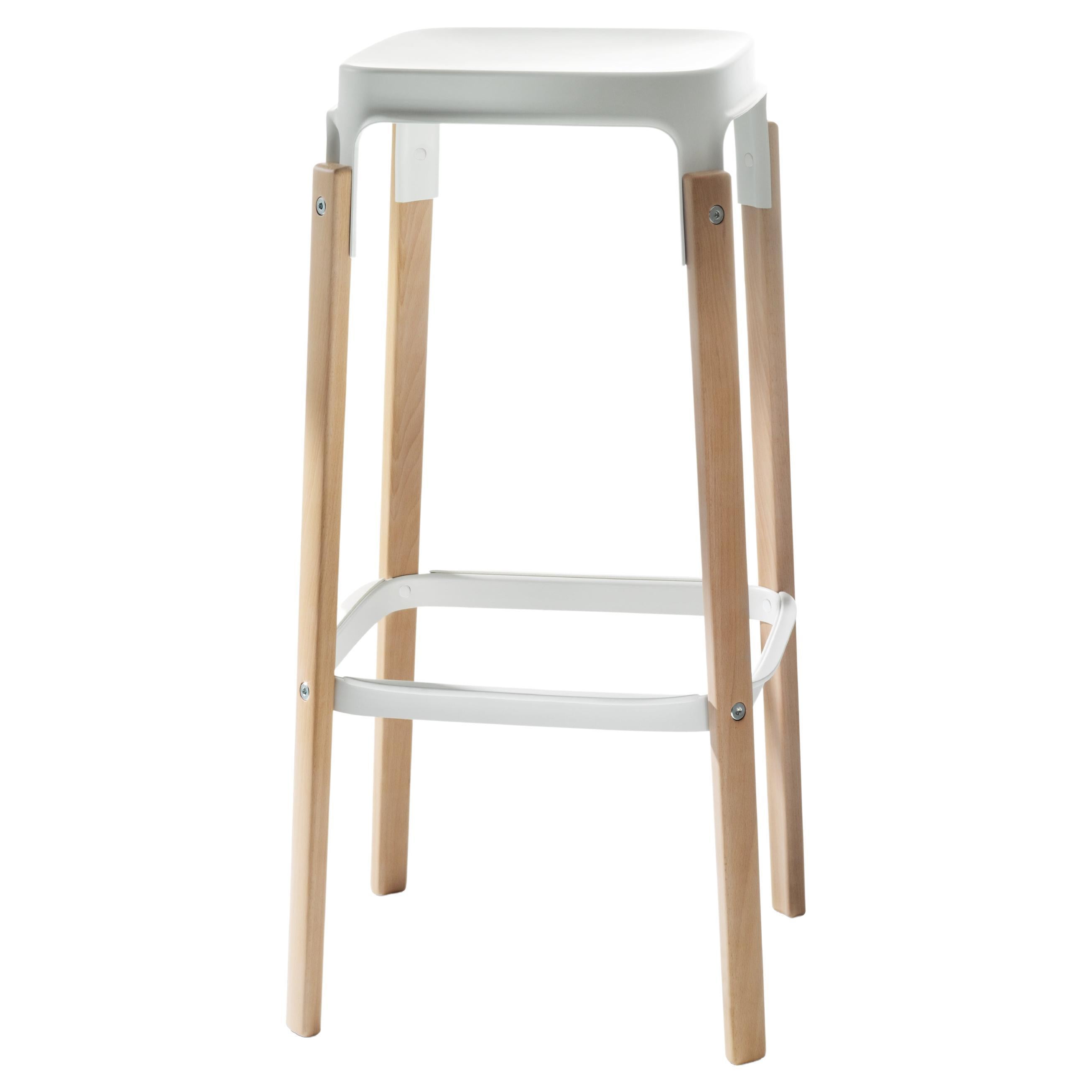 Steelwood Stool in Natural/White by Ronan & Erwan Boroullec for MAGIS For Sale