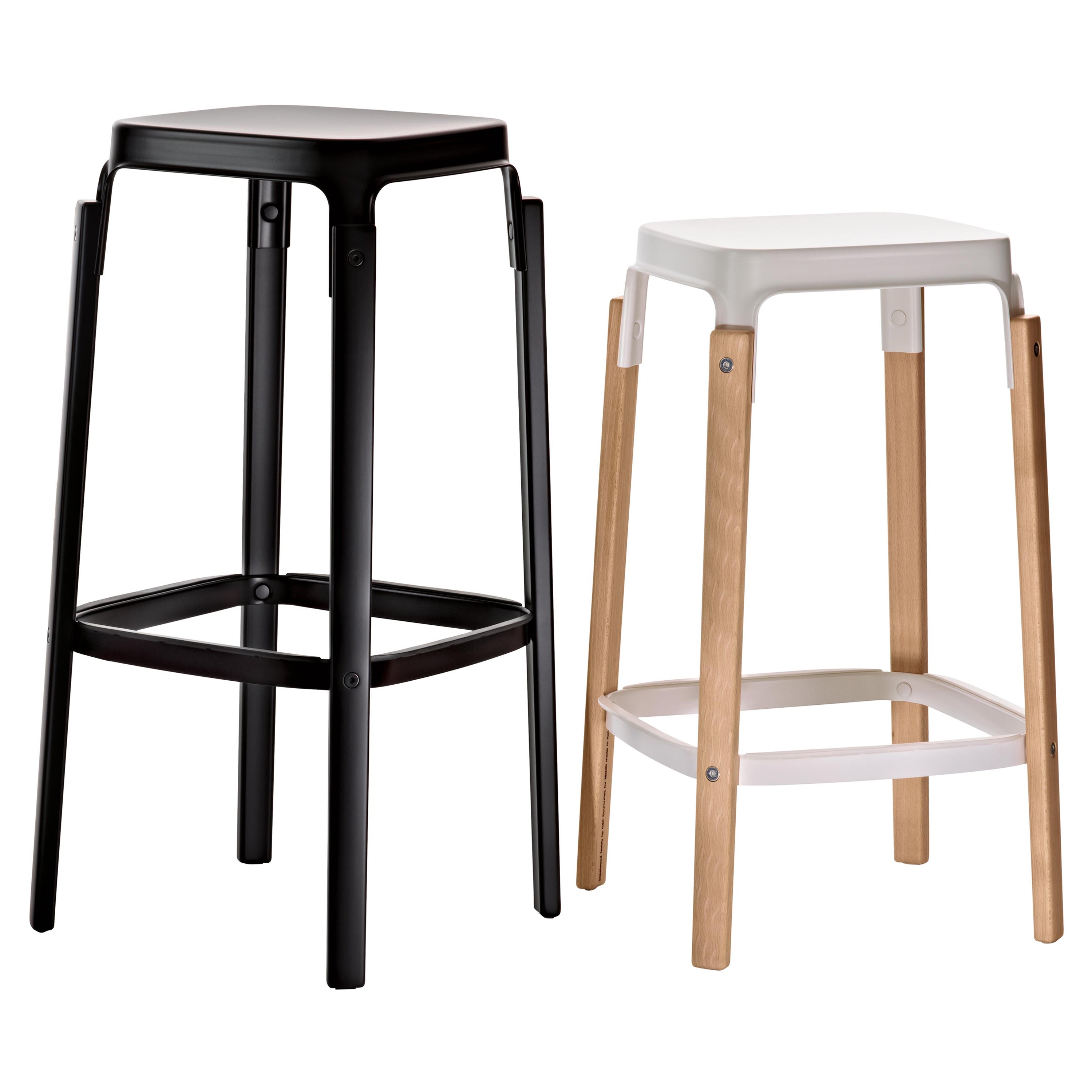 Steelwood Stool in Walnut/Black by Ronan & Erwan Boroullec for MAGIS