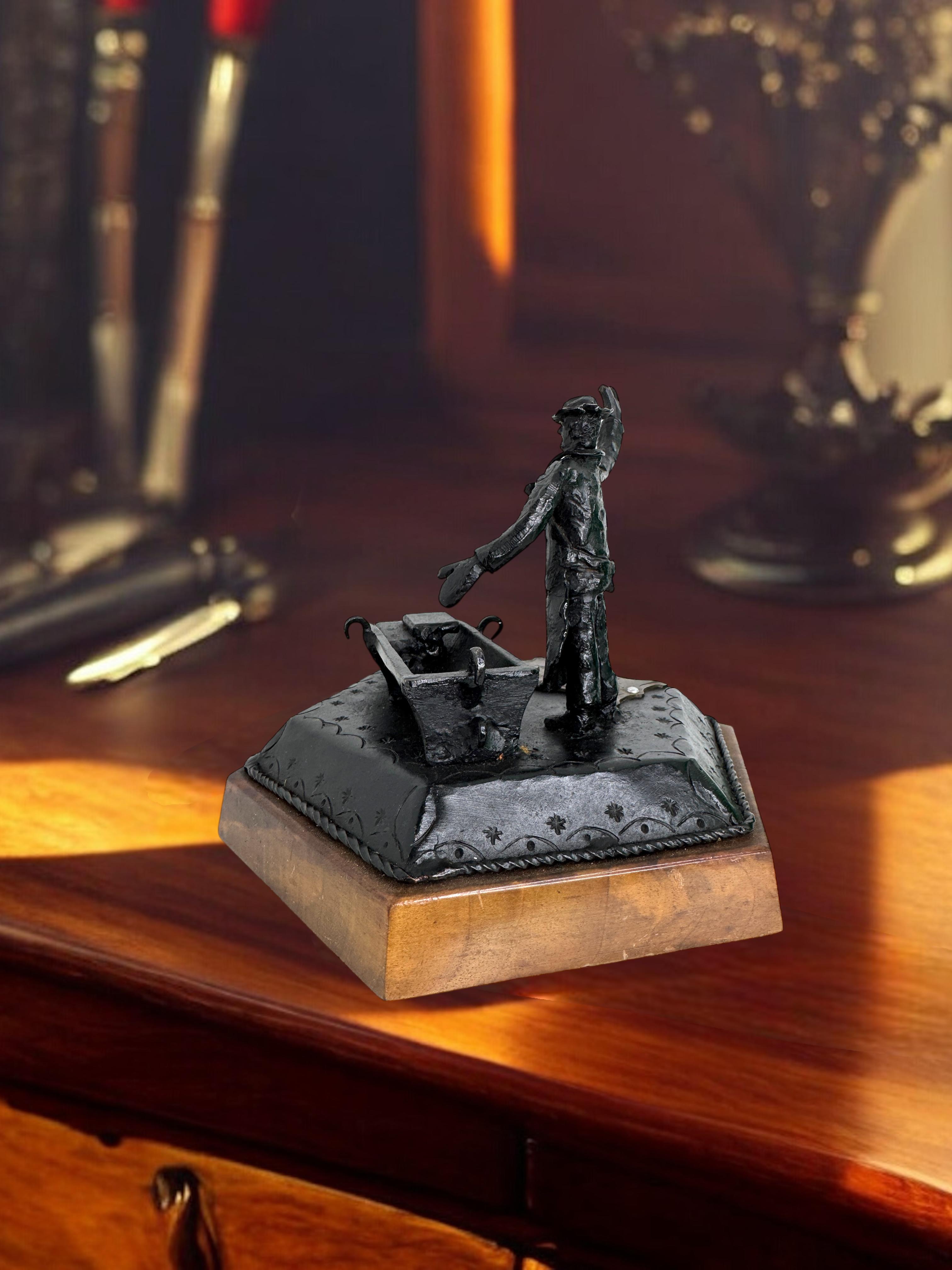 Steelworker Iron Casting Statue Memorabilia on Shift Comrades Austria 1956 For Sale 4