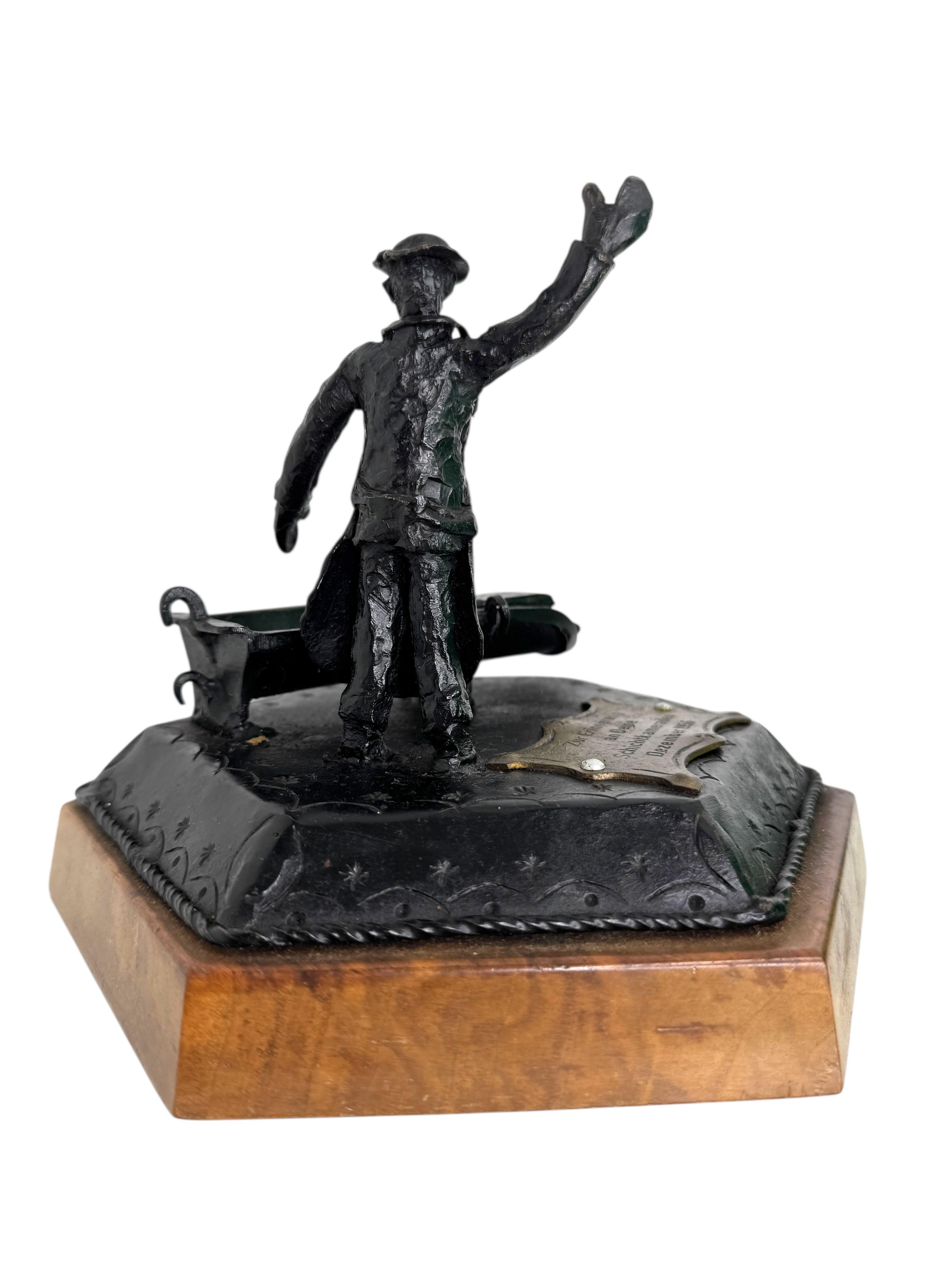 Austrian Steelworker Iron Casting Statue Memorabilia on Shift Comrades Austria 1956 For Sale