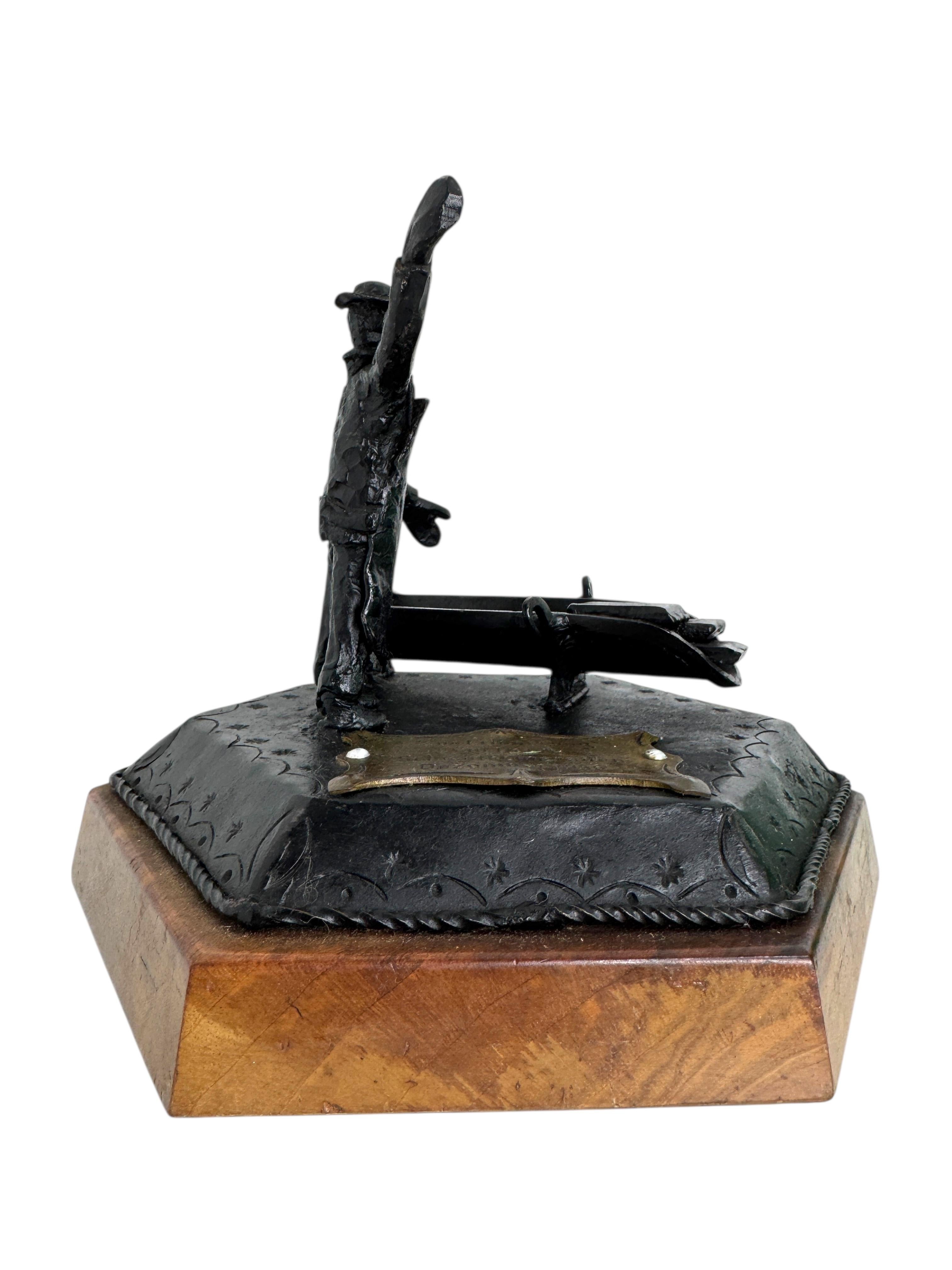 Hand-Crafted Steelworker Iron Casting Statue Memorabilia on Shift Comrades Austria 1956 For Sale