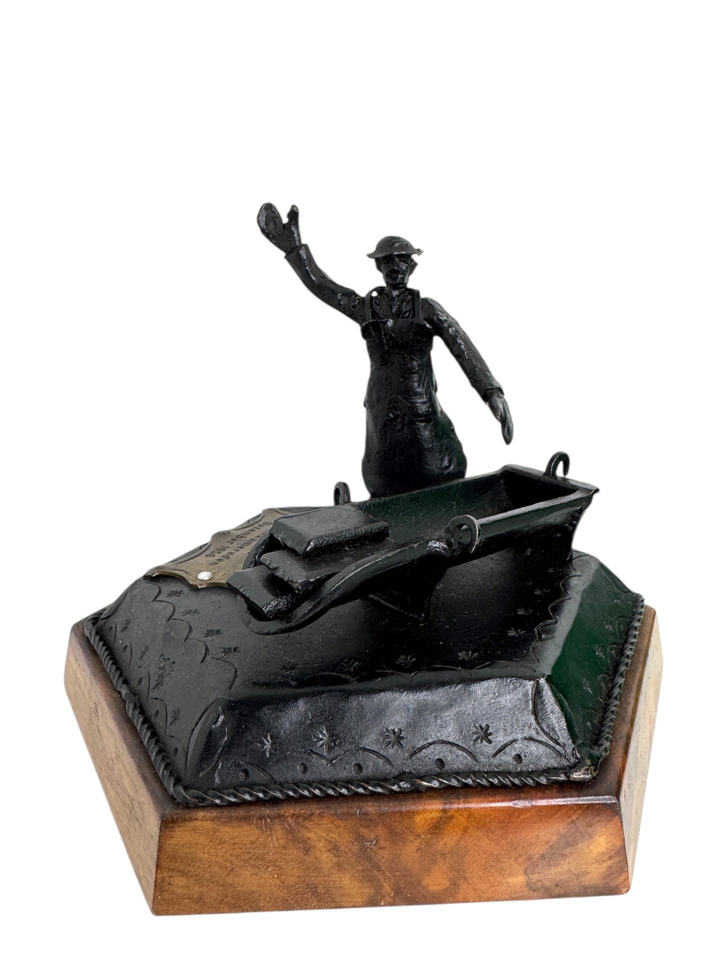 Steelworker Iron Casting Statue Memorabilia on Shift Comrades Austria 1956 For Sale 1