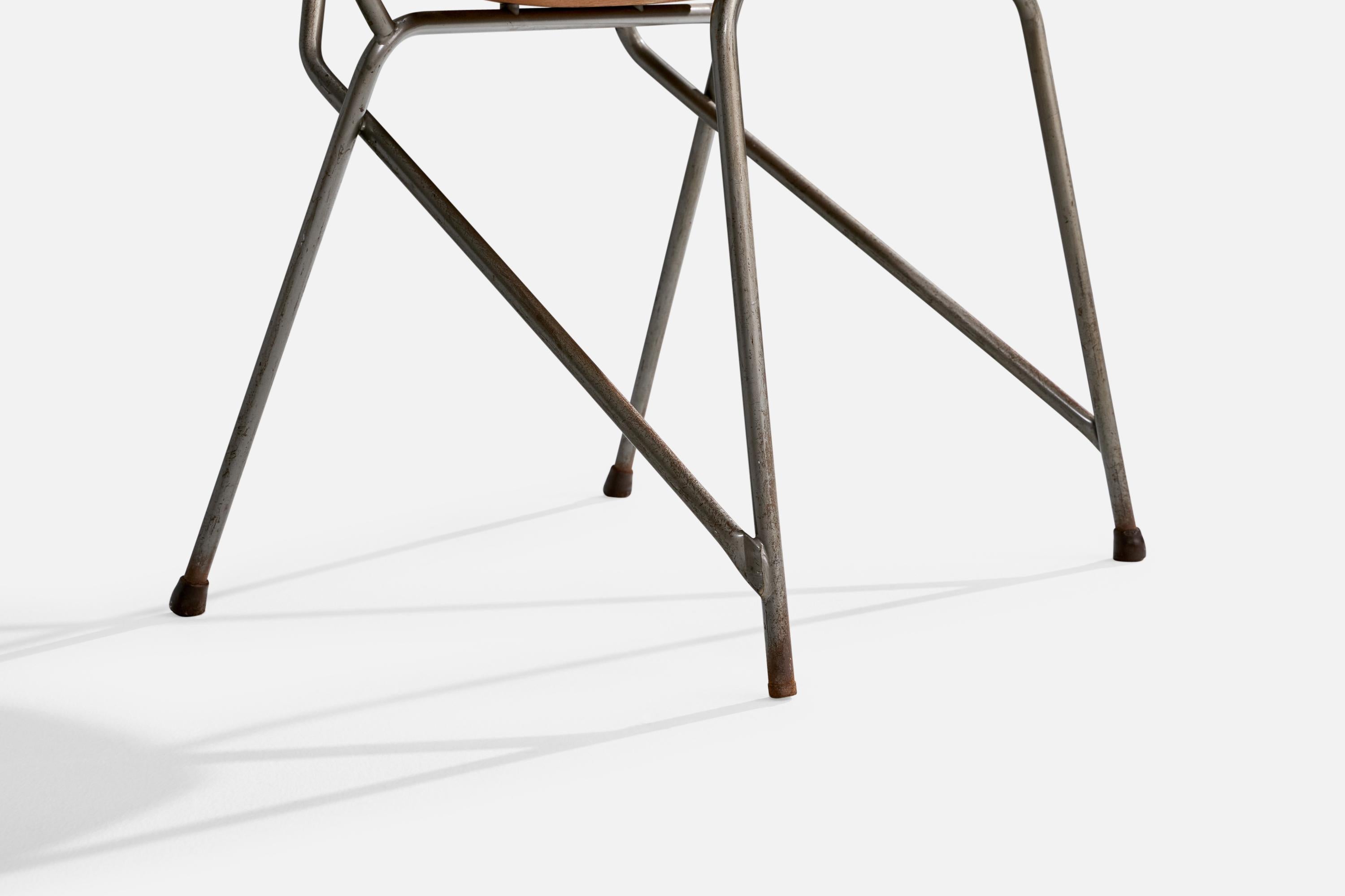 Steen Eiler Rasmussen, Armchair, Metal, Oak, Denmark, 1954 For Sale 5