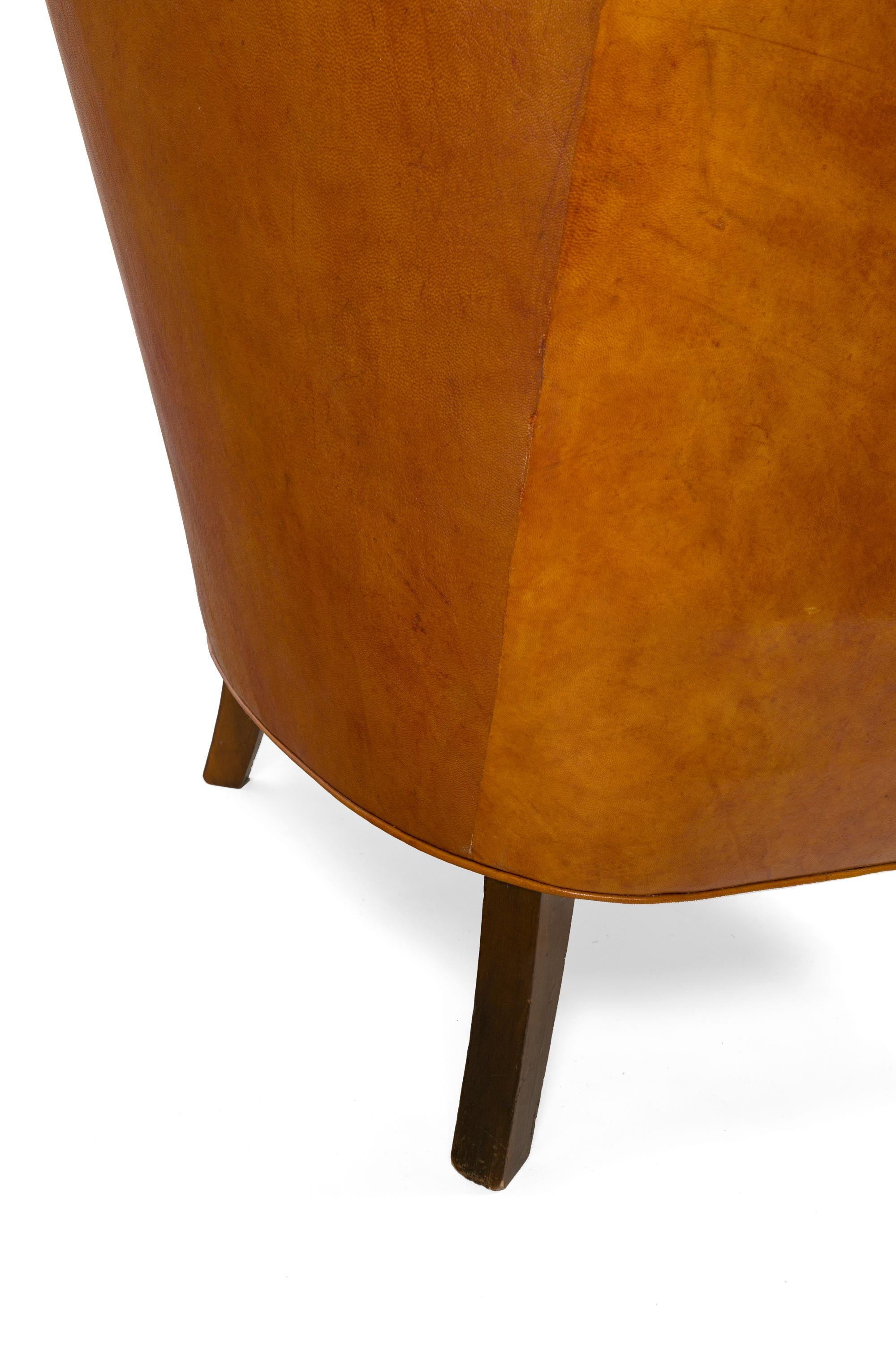 Steen Eiler Rasmussen Asymmetrical Leather Armchair for AJ Iverson, Denmark 1936 In Good Condition In New York, NY