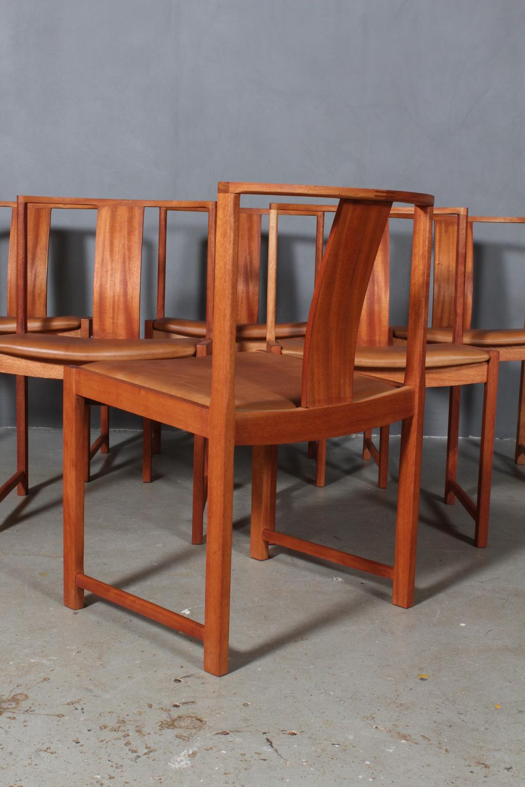 Leather Steen Eiler Rasmussen Set of Six Dining Chairs