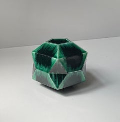 Steen Ipsen Multi-Faceted Ceramic Vase in Polished Green Glaze