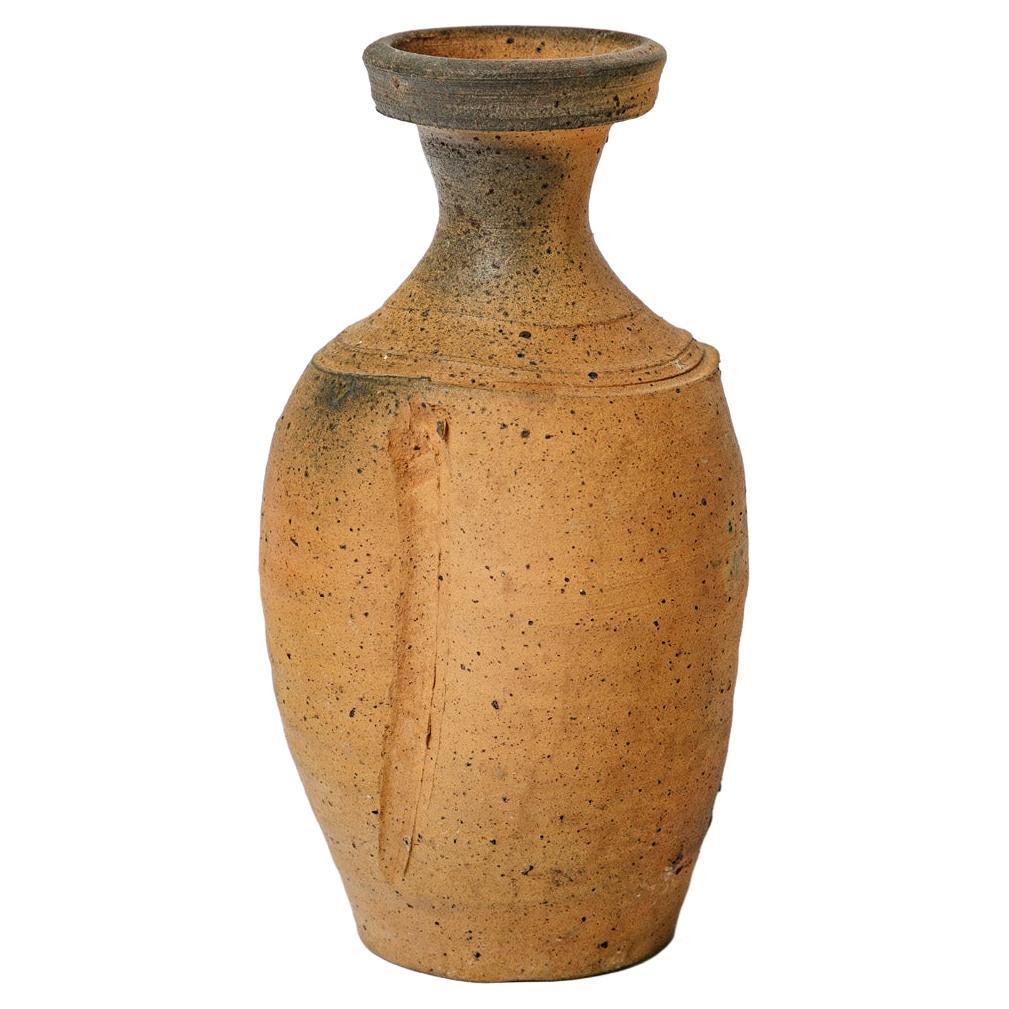 Steen Kepp 20th Century Design Brown and Black Ceramic Vase 1970 La Borne For Sale