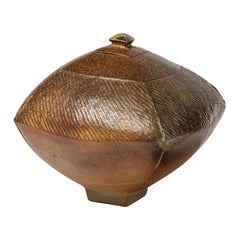 Scatola per gioielli in ceramica marrone Steen Kepp del XX secolo 1975 La Borne