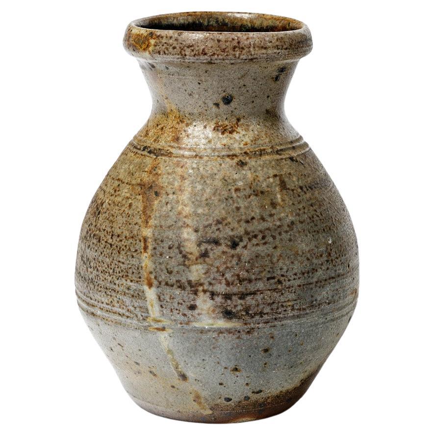 Steen Kepp Brown and Grey Stoneware Ceramic Vase La Borne 1970 Woodfiring For Sale