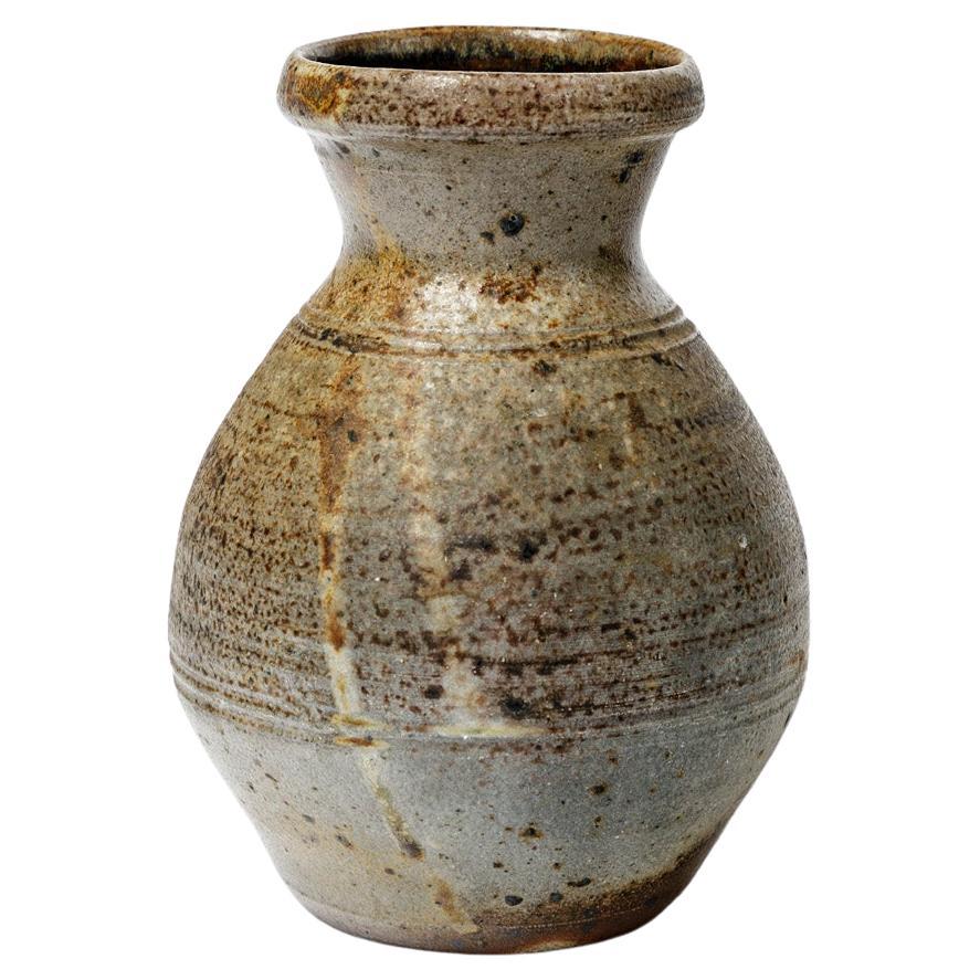 Steen Kepp Vaso in ceramica marrone e grigio La Borne 1970 Cottura a legna
