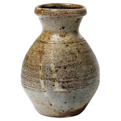 Steen Kepp Brown and Grey Stoneware Ceramic Vase La Borne 1970 Woodfiring