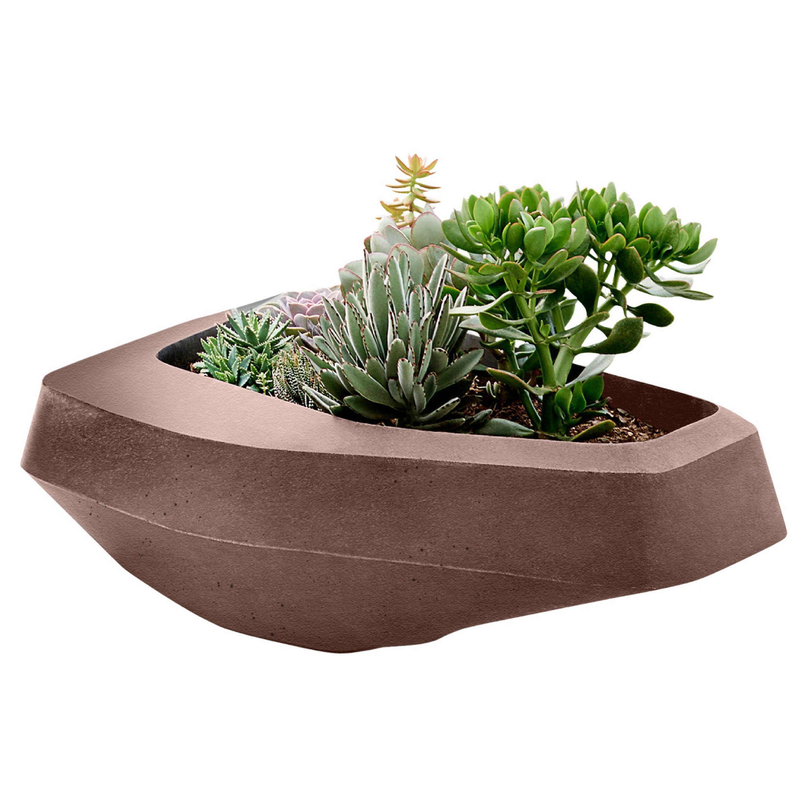 Steen Medium Brown Stone Planter by Indigenus For Sale