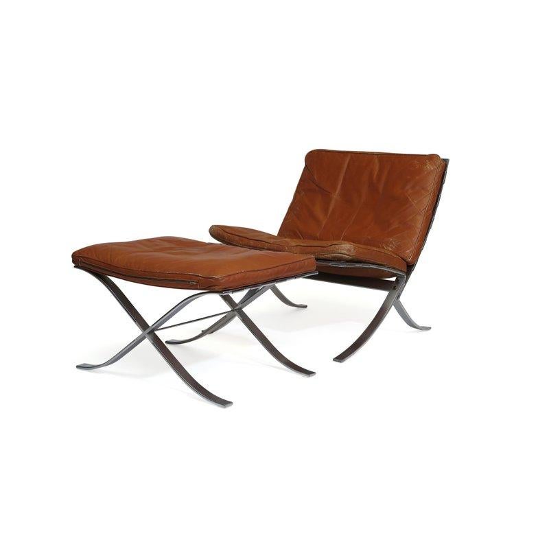Steen Ostergaard Steel and Leather Lounge Chair and Foot Stool For Sale 6