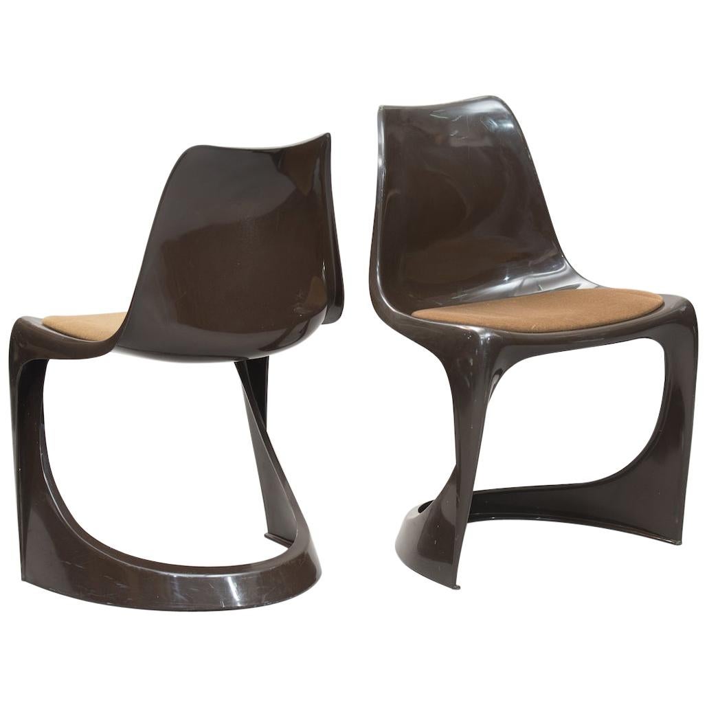 Steen Østergaard 291 model brown plastic stacking dining chairs for Cado set of six.