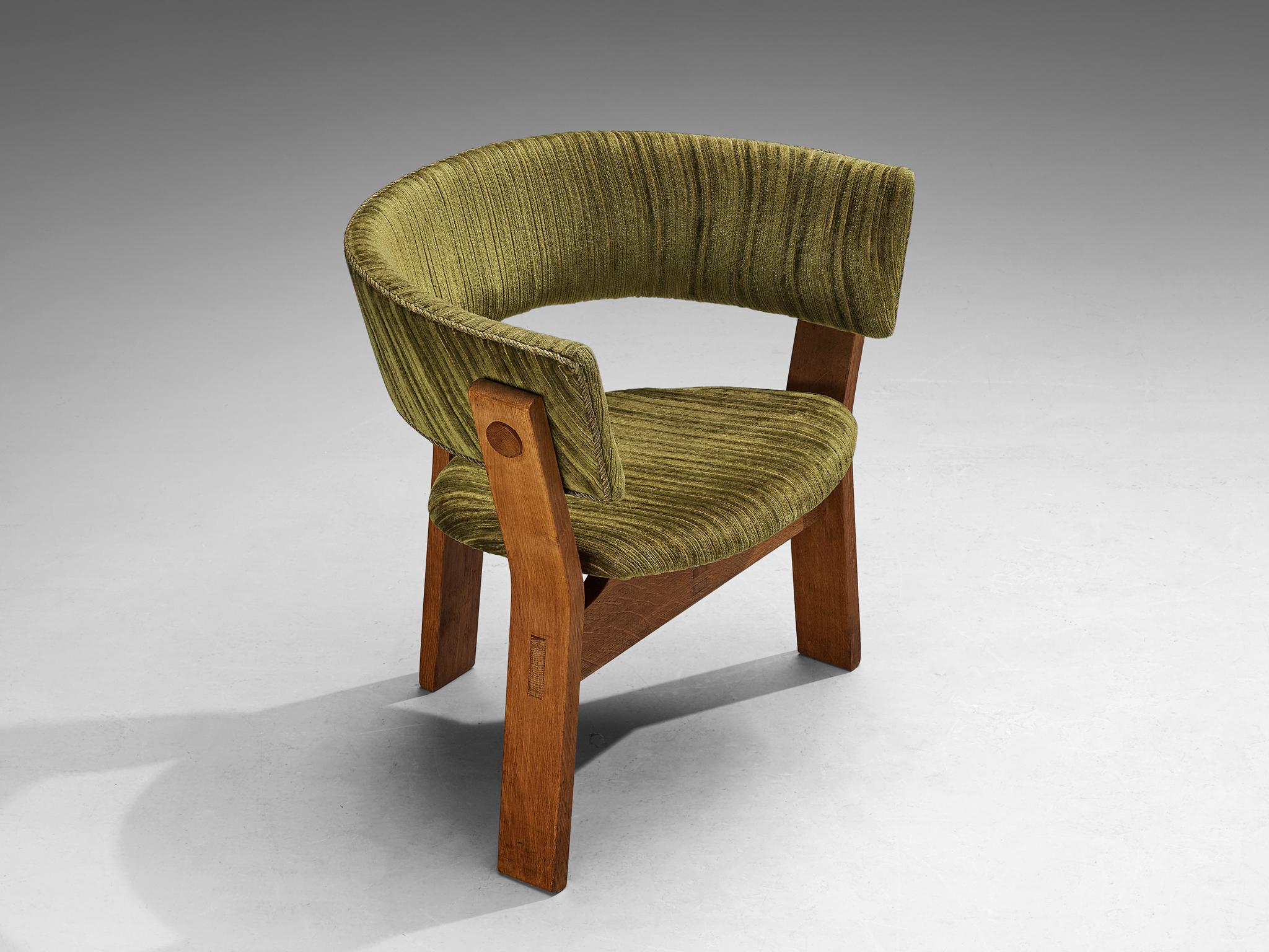 Scandinavian Modern Steen Østergaard Lounge Chair in Oak and Moss Green Upholstery  For Sale