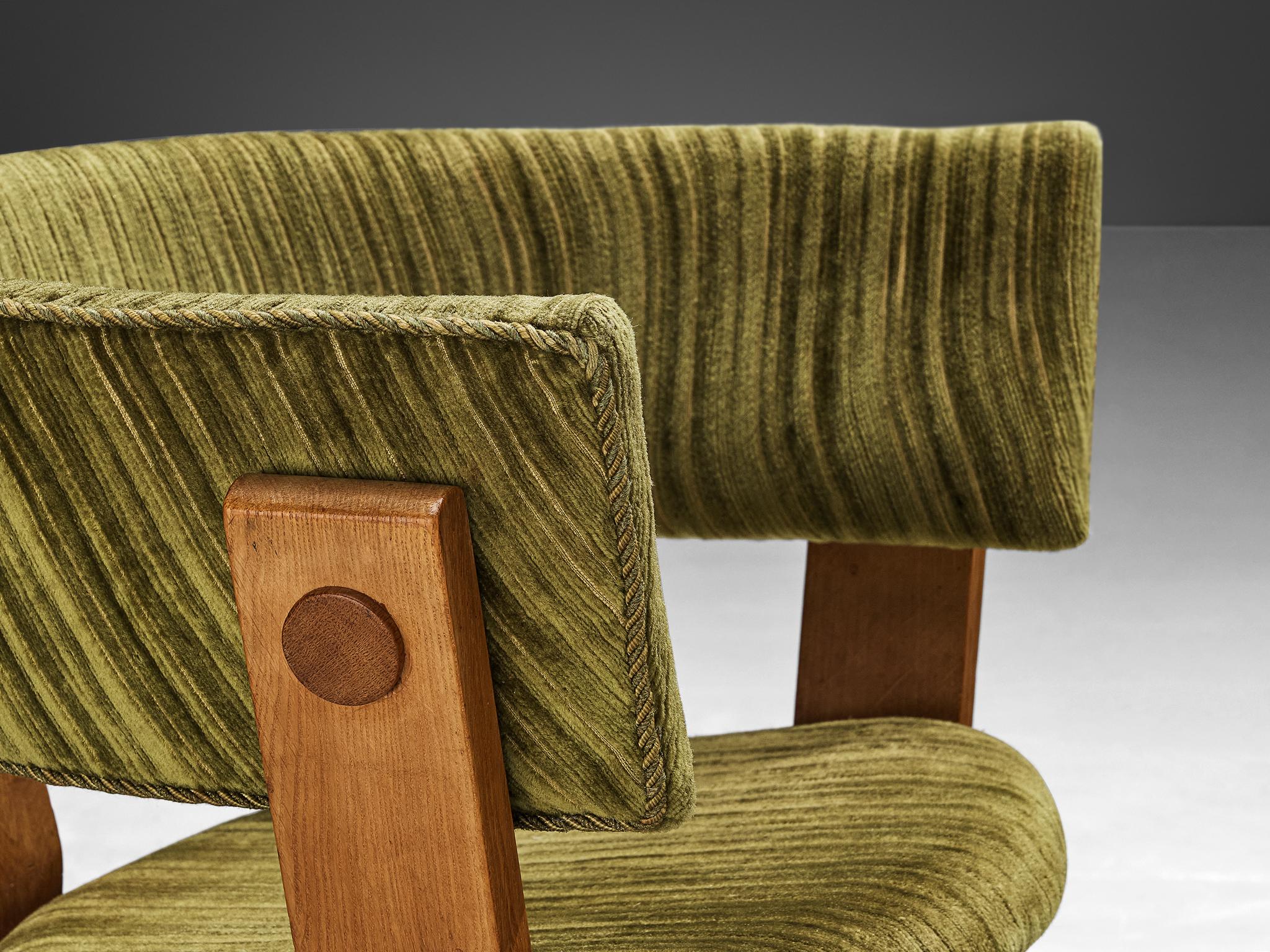 Fabric Steen Østergaard Lounge Chair in Oak and Moss Green Upholstery  For Sale