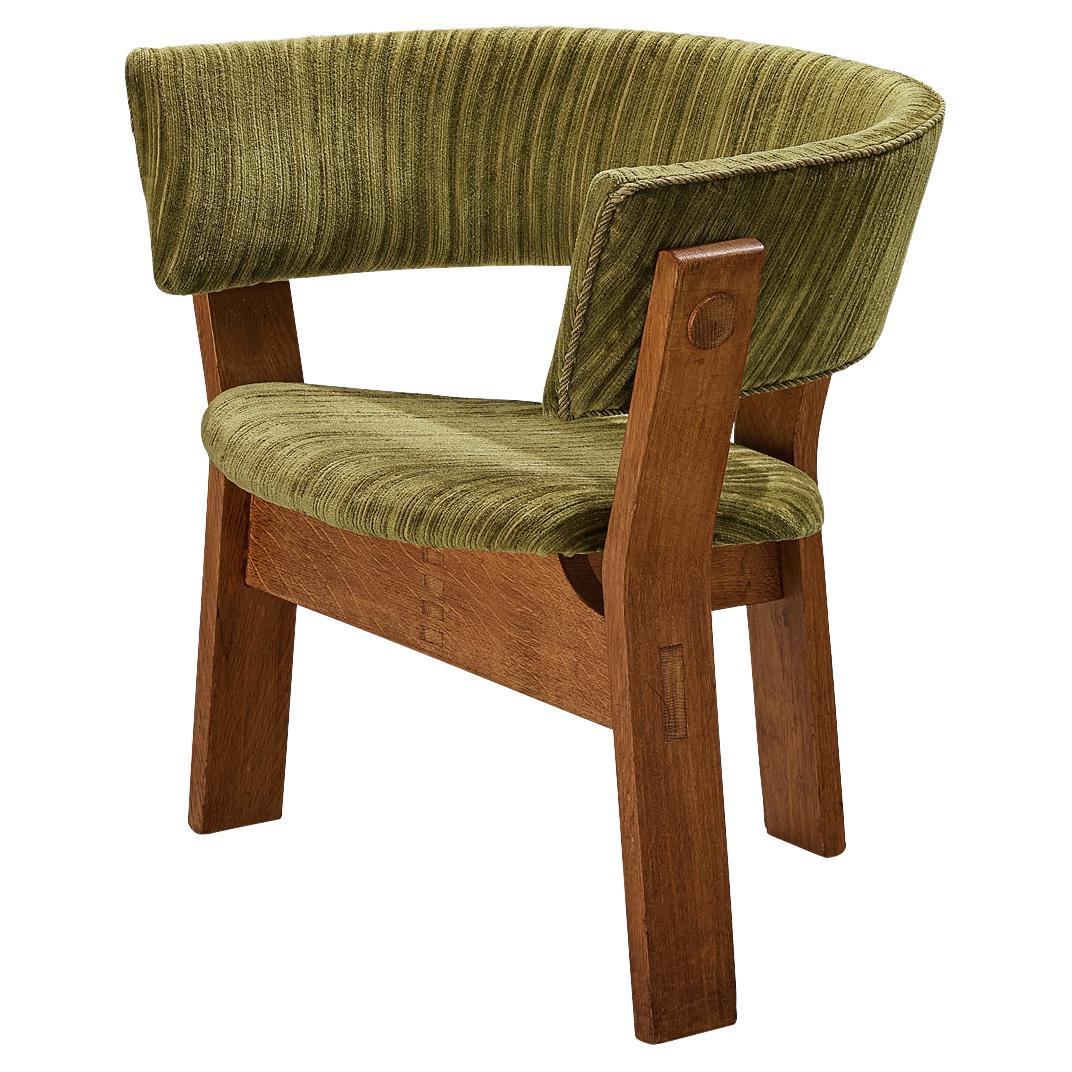 Steen Østergaard Lounge Chair in Oak and Moss Green Upholstery  For Sale