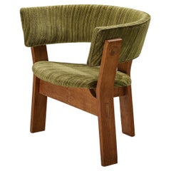 Retro Steen Østergaard Lounge Chair in Oak and Moss Green Upholstery 