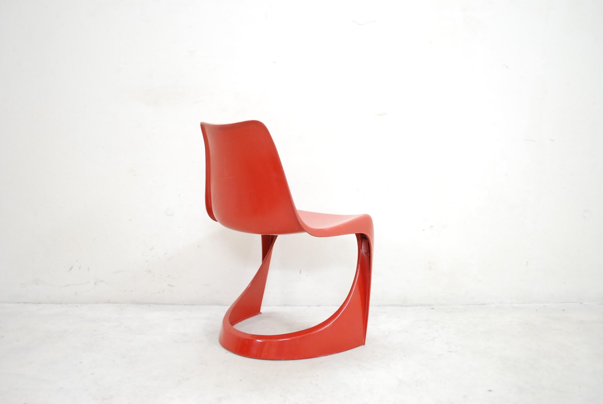 Plastic Steen Ostergaard Model 290 Pair of Red Chair for Cado, 1970 For Sale