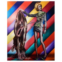 Stef Duffy "Tazze di carne!". Olio figurativo su lino Serie n. 4/8 2017