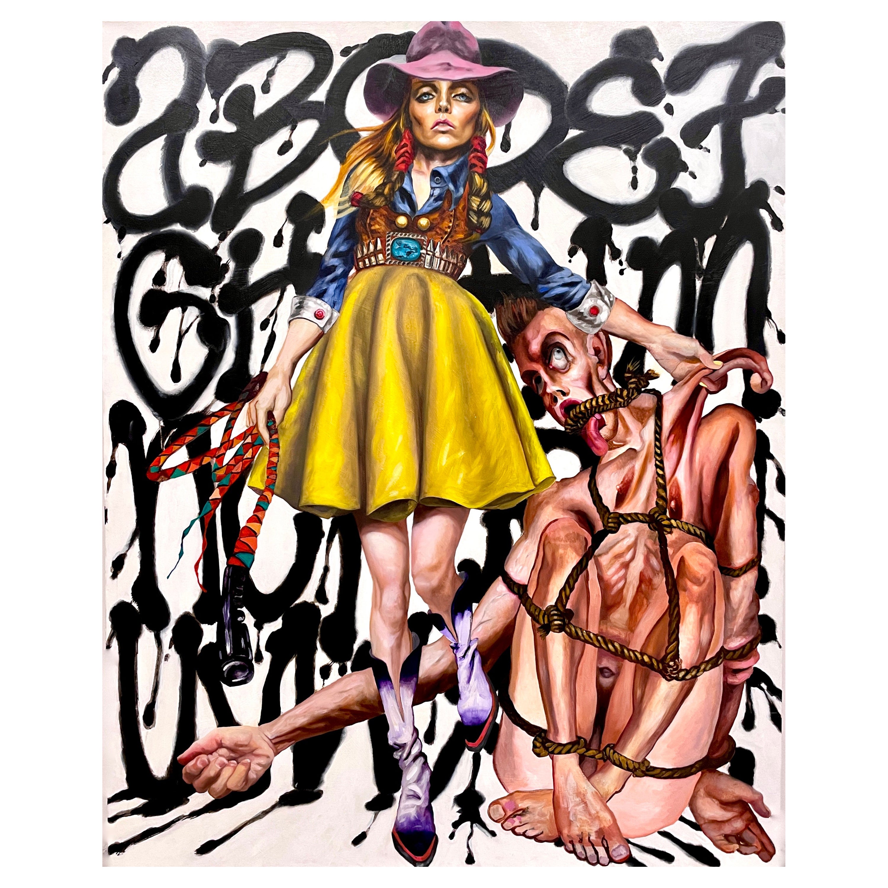Stef Duffy ""Flesh Totes!"" Figuratives Ölgemälde auf Leinen Serie Nr. 5/8, 2017 im Angebot