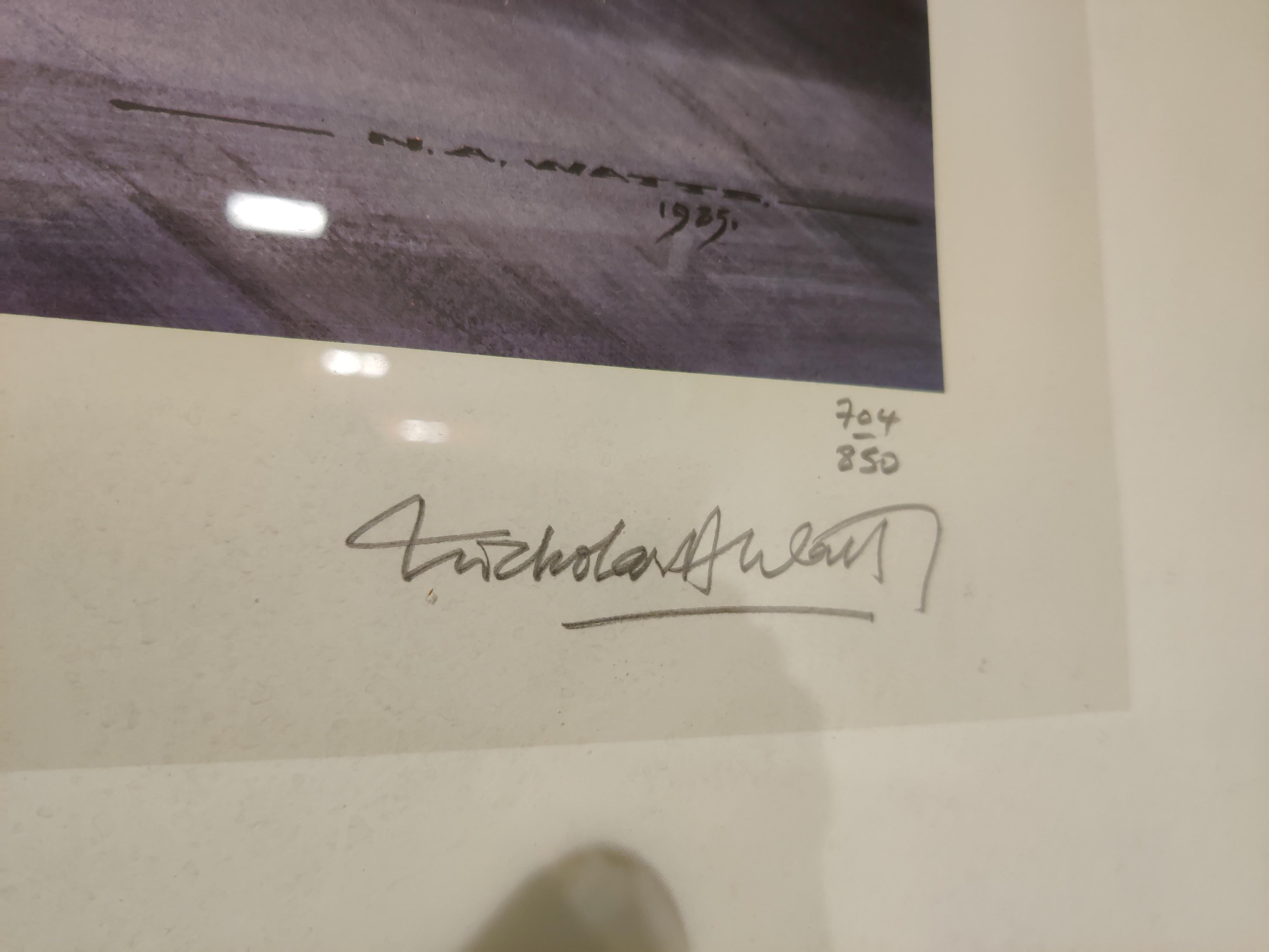Stefan Bellof, Derek Bell und Jochen Mass, signierter Druck von Nicholas Watts (Ende des 20. Jahrhunderts) im Angebot