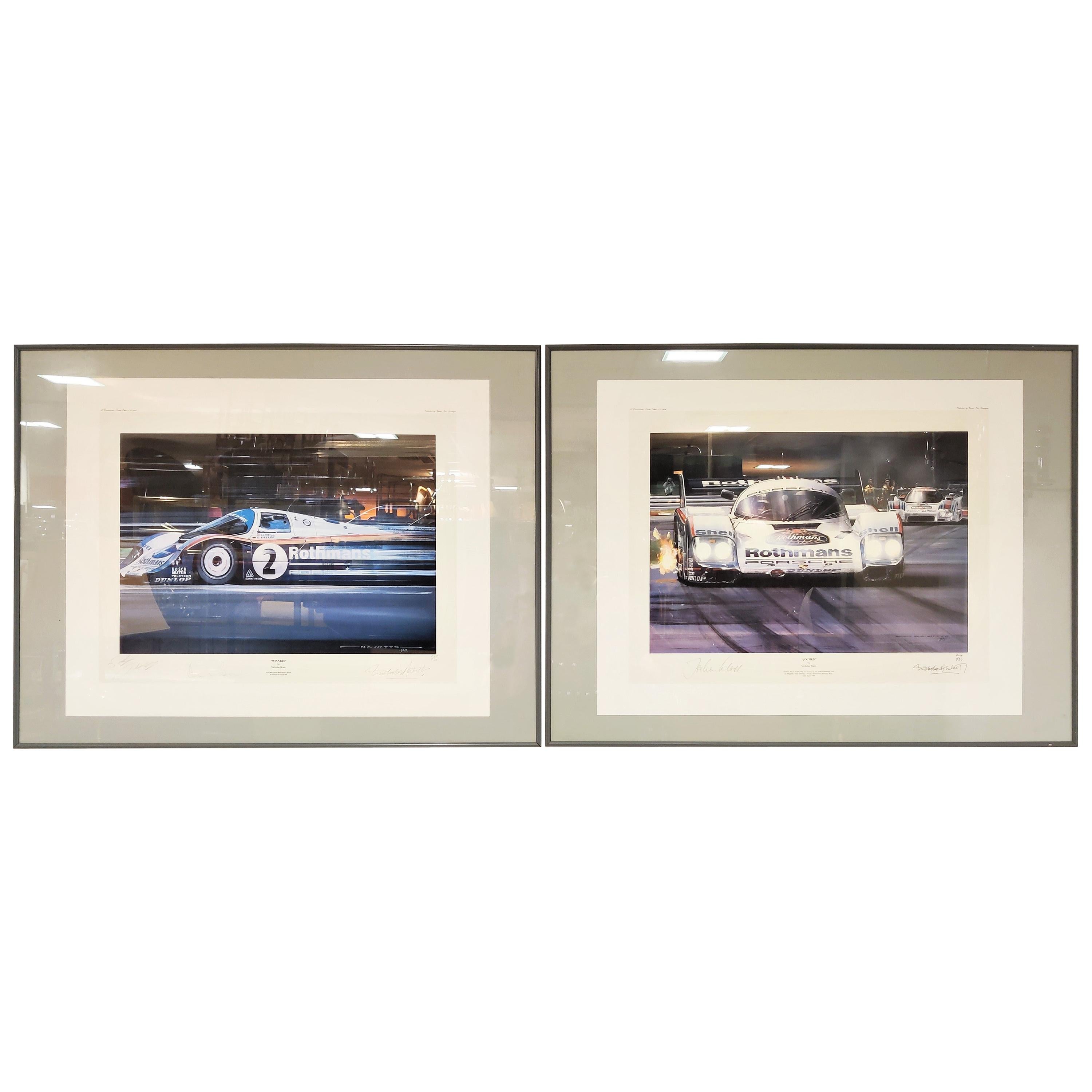 Stefan Bellof, Derek Bell and Jochen Mass Signed Print by Nicholas Watts