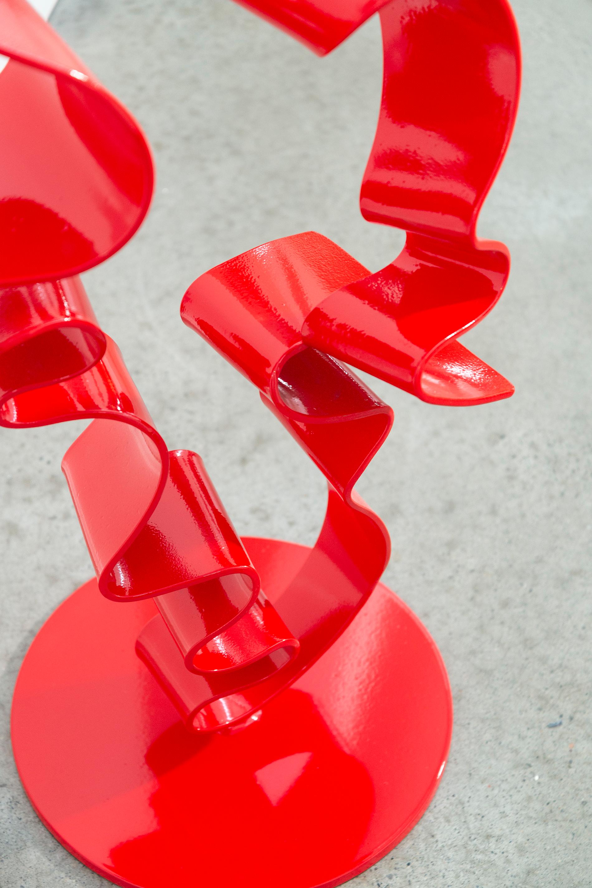 Alchemia #3 (Indoor/Outdoor) - glossy red, contemporary, painted steel sculpture For Sale 9