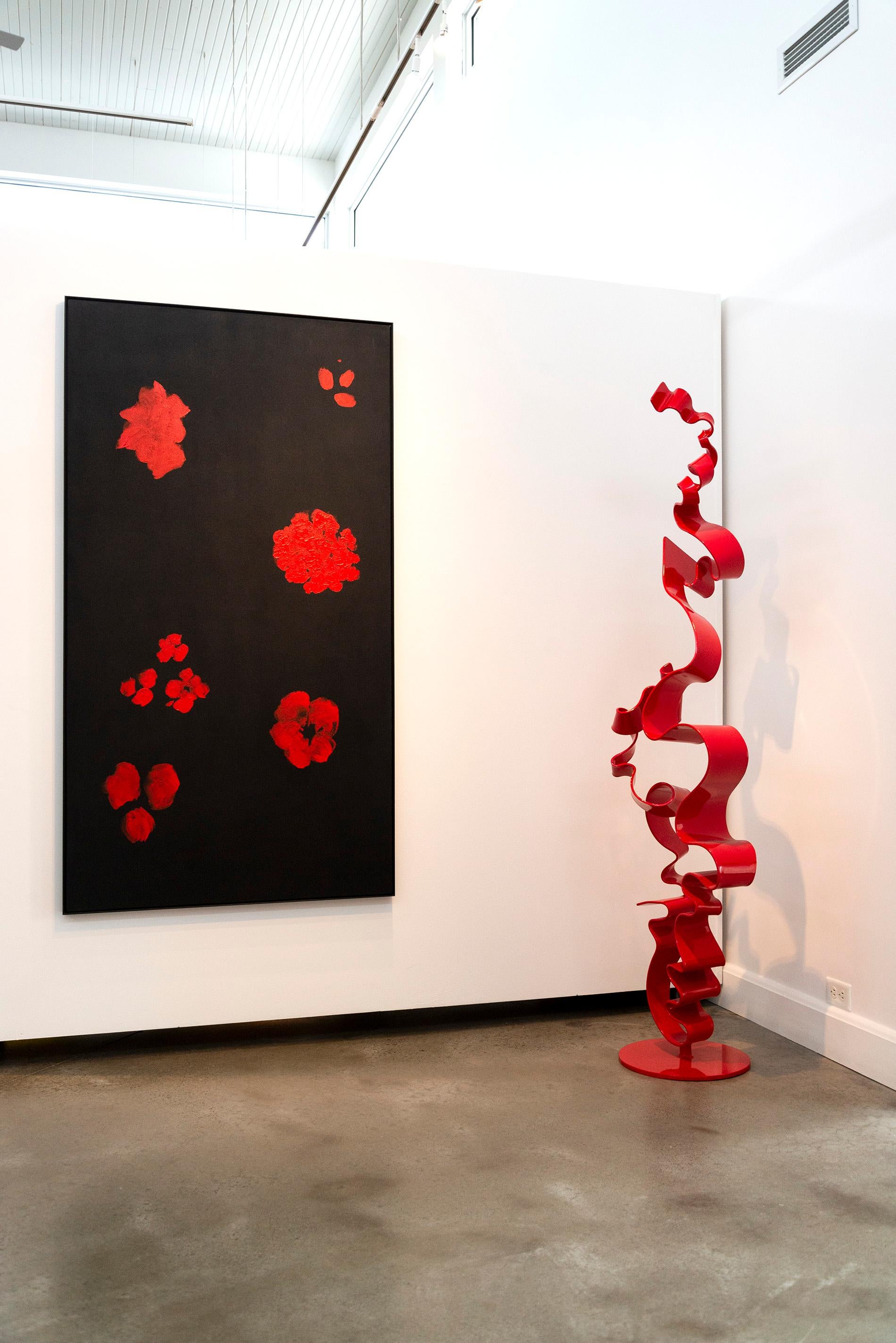 Alchemia #3 (Indoor/Outdoor) - glossy red, contemporary, painted steel sculpture For Sale 11