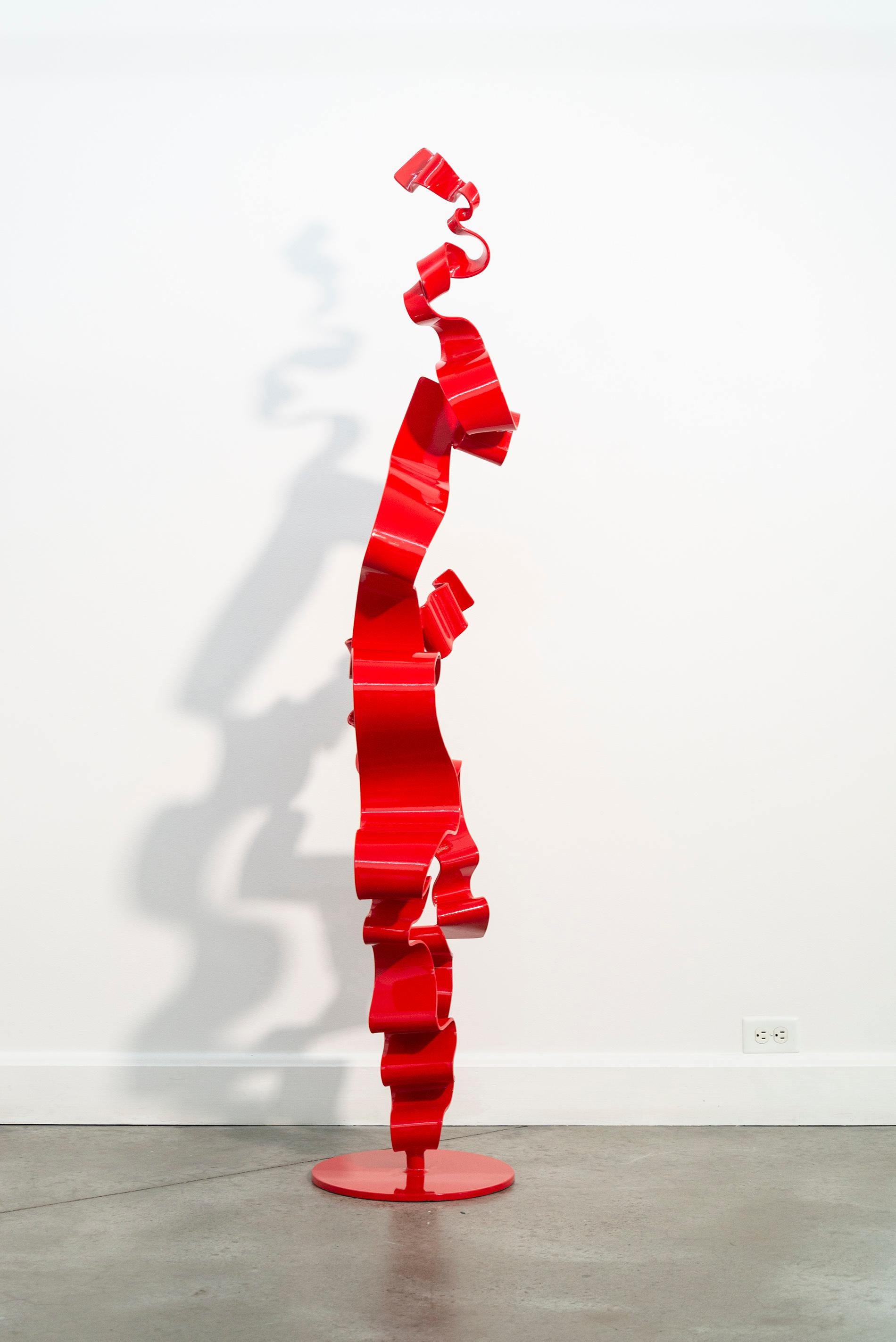 Alchemia #3 (Indoor/Outdoor) - glossy red, contemporary, painted steel sculpture For Sale 1