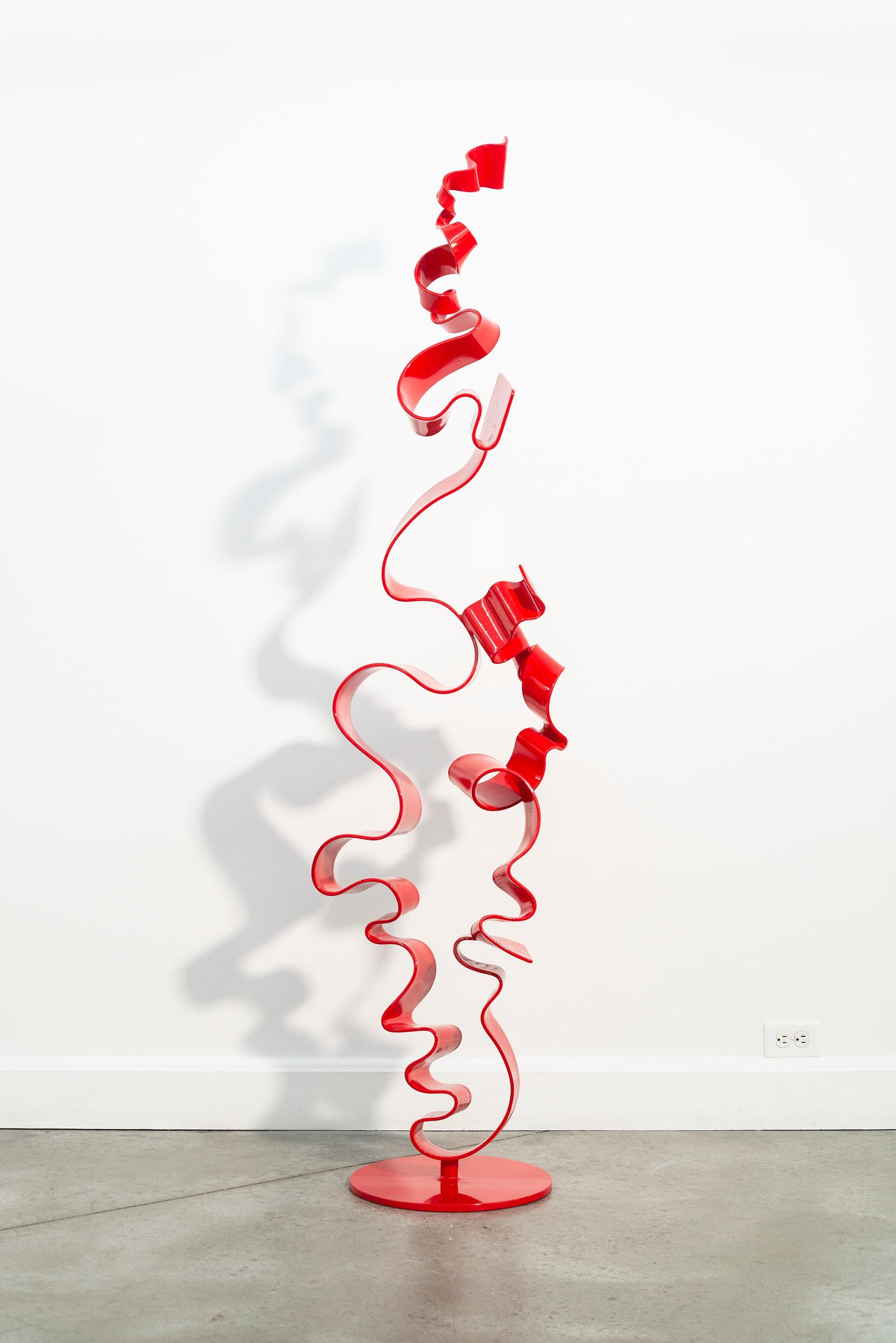 Alchemia #3 (Indoor/Outdoor) - glossy red, contemporary, painted steel sculpture For Sale 2