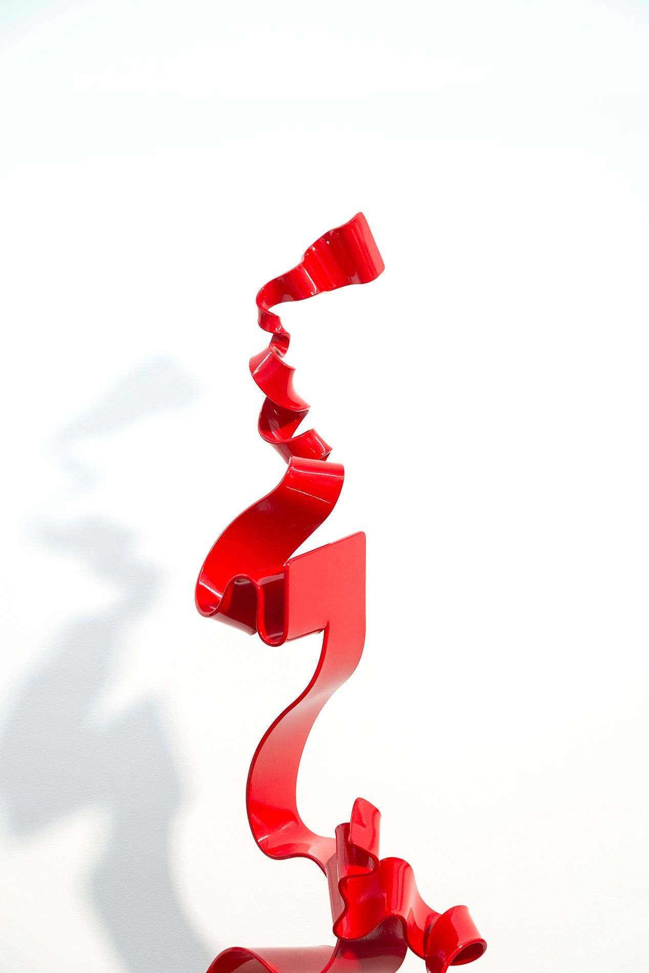 Alchemia #3 (Indoor/Outdoor) - glossy red, contemporary, painted steel sculpture For Sale 5