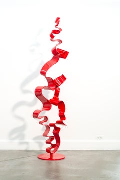 Alchemia #3 (Indoor/Outdoor) - glossy red, contemporary, painted steel sculpture