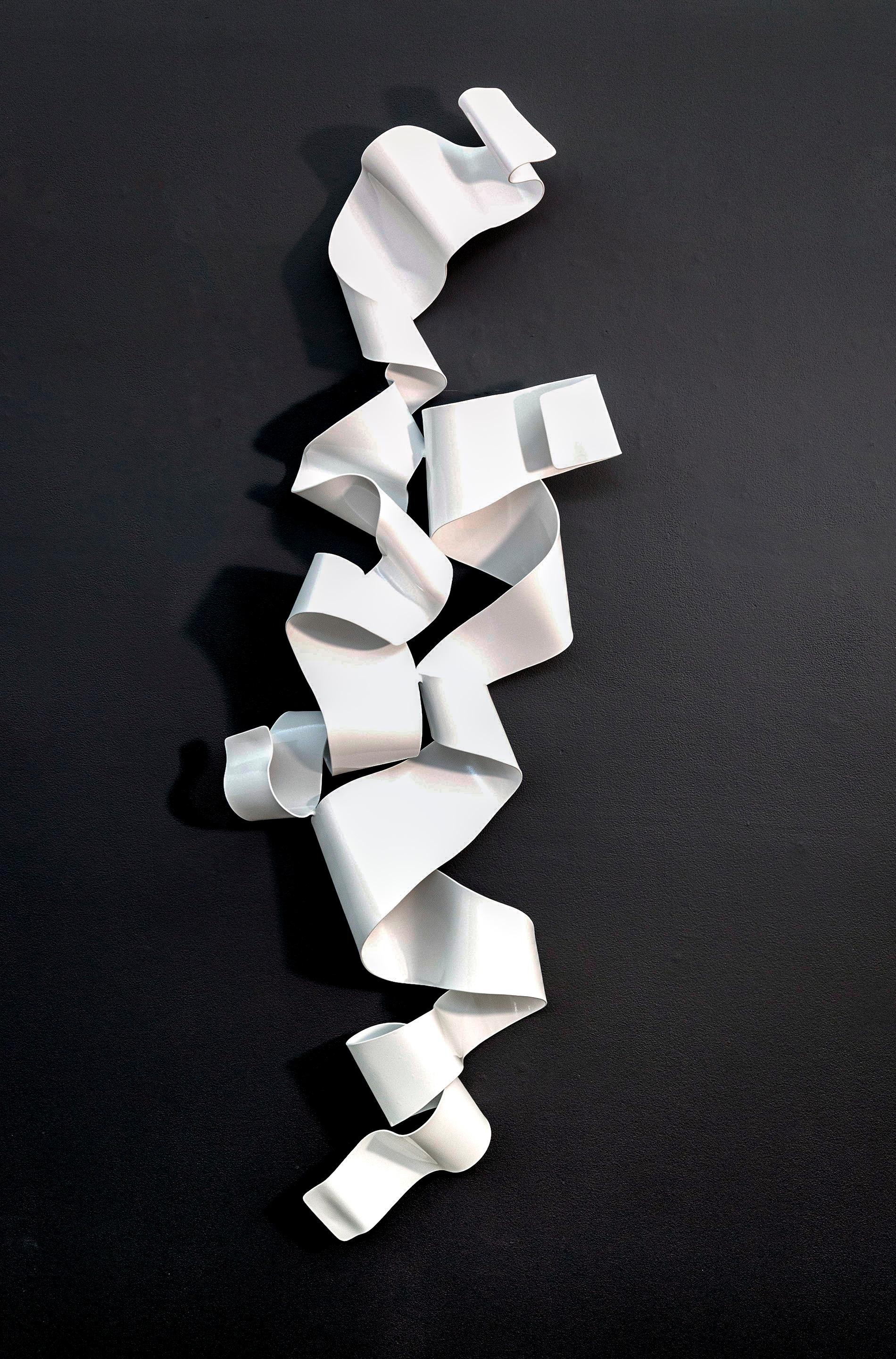 Stefan Duerst Abstract Sculpture - Soul Gate 62 - glossy, contemporary, ribbon, powder coated steel, wall sculpture