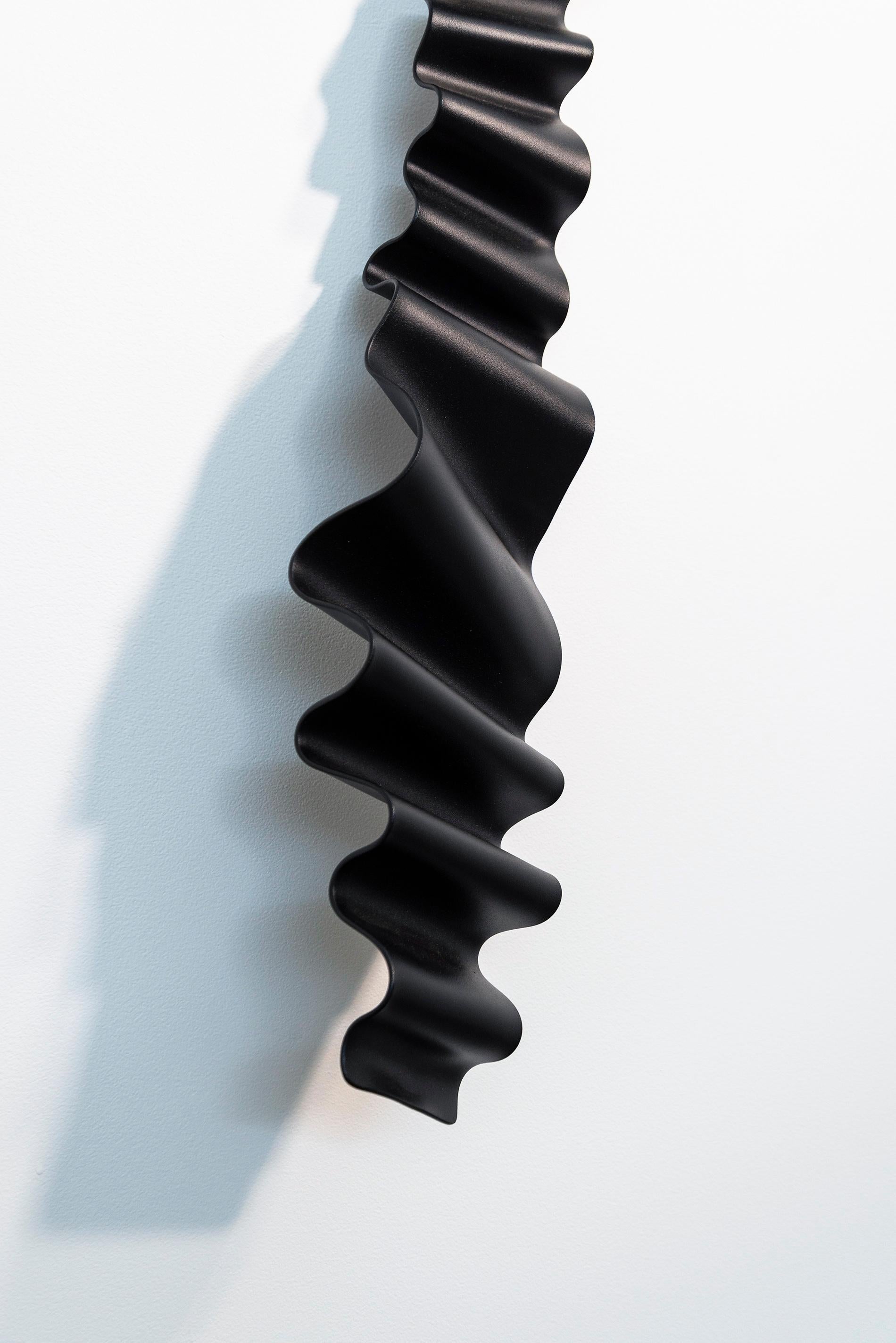 Sword of No Sword 1 - black, ribbon, powder coated steel, wall sculpture For Sale 2