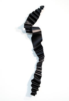 Sword of No Sword 1 - black, ribbon, powder coated steel, wall sculpture