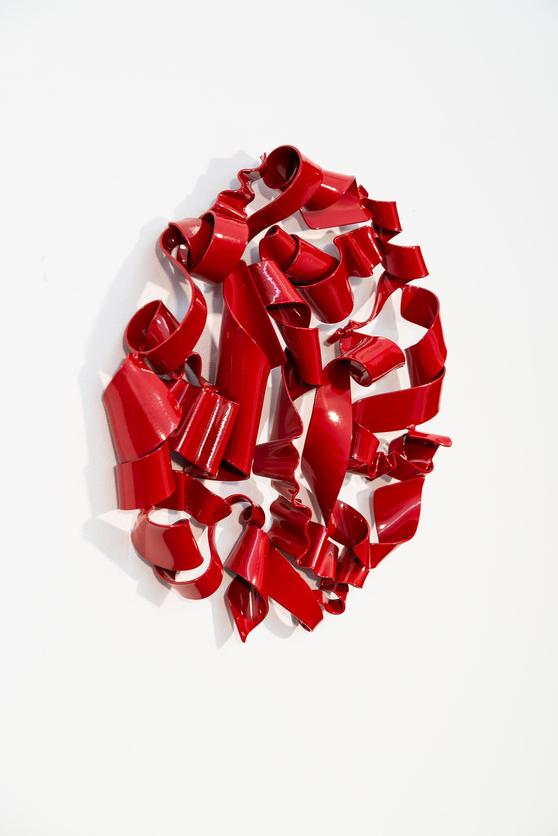 Tabula Rasa 1 - red, contemporary, abstract, powder coated steel, wall sculpture - Contemporary Sculpture by Stefan Duerst