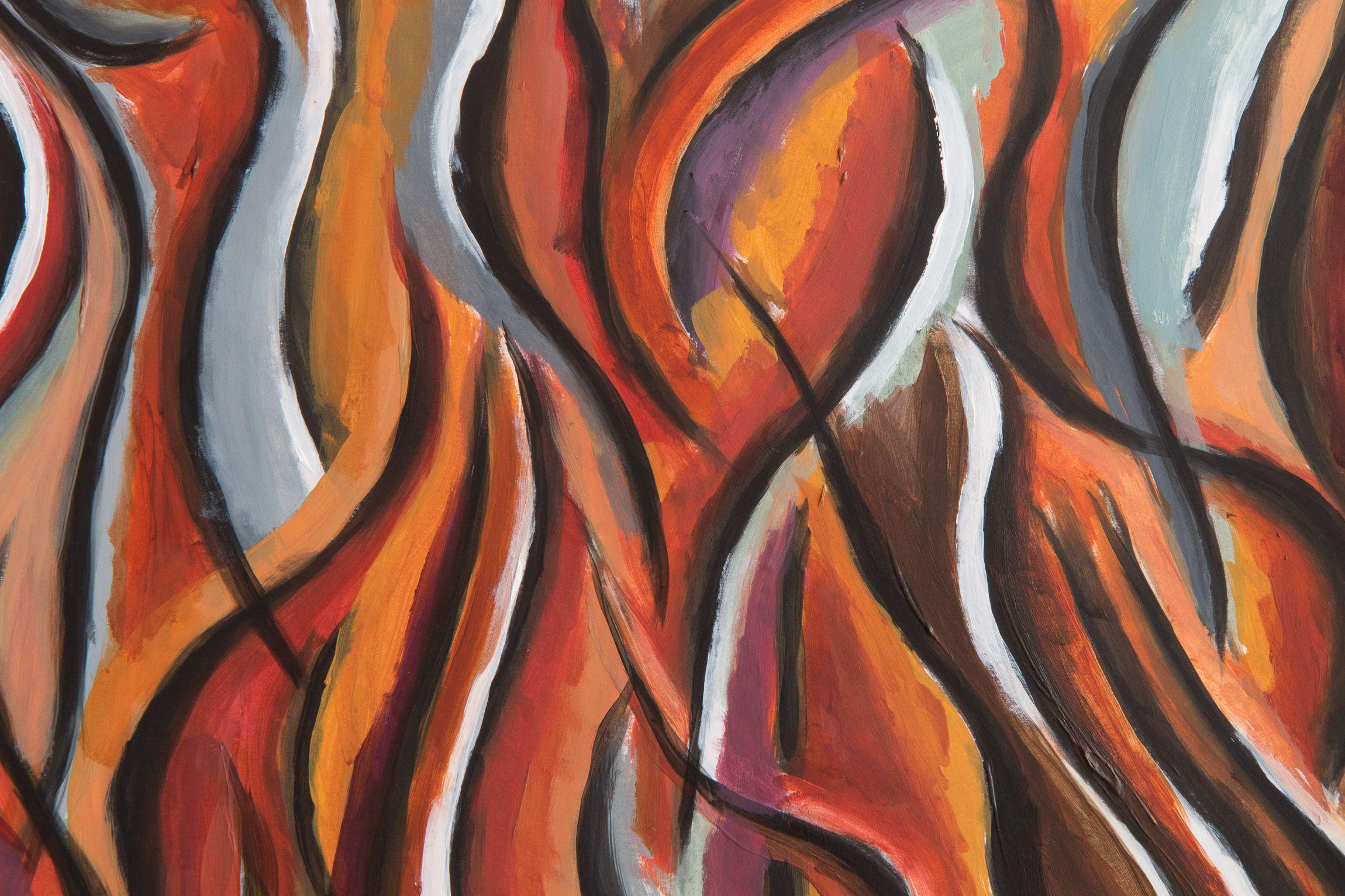 This is an abstract work created with acrylics on heavy 300 gsm Arcoprint paper using an 'earthy' palette of soft ,sepia,browns and grey tones. An exploration of patterns, rhythms and strong vibrant colors. Inspired by the nature of earth and rock